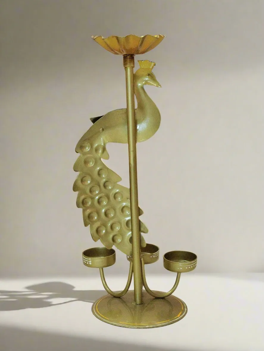 Artisan-Crafted Peacock Tealight Holder: Graceful Illumination for Your Space