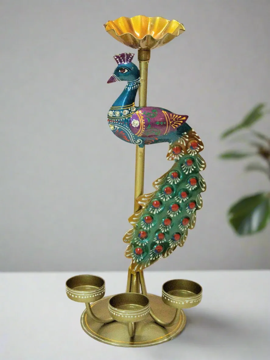 Artisan-Crafted Peacock Tealight Holder: Graceful Illumination for Your Space