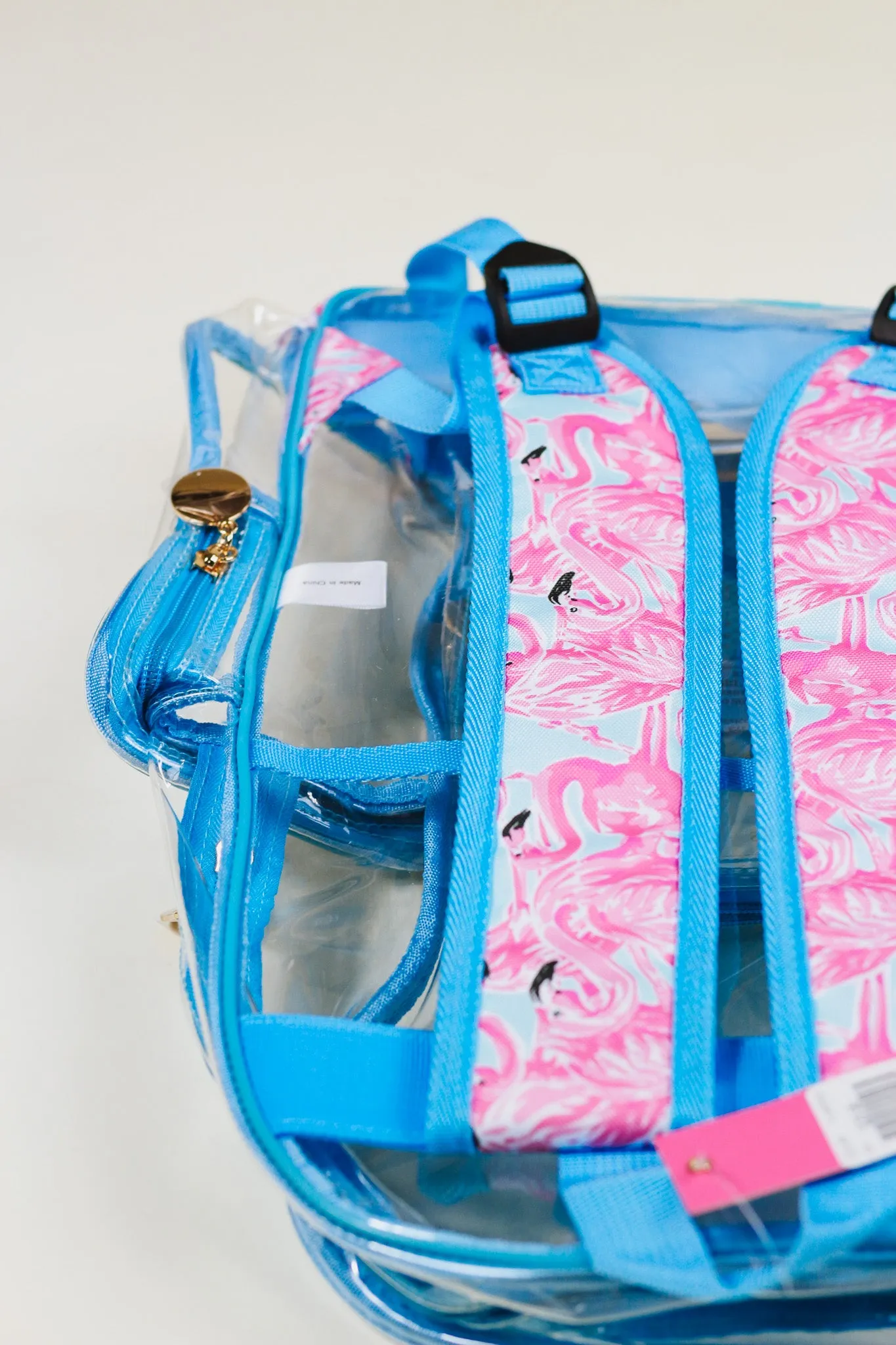 Blue Flamingo Clear Backpack