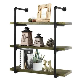 Bookshelf 3 Tiers Wall Mounted Shelf Rack 15/20/25/30Cm Wide Organizer Storage Shelf Rack Iron Design for Home Office Living Study Photo