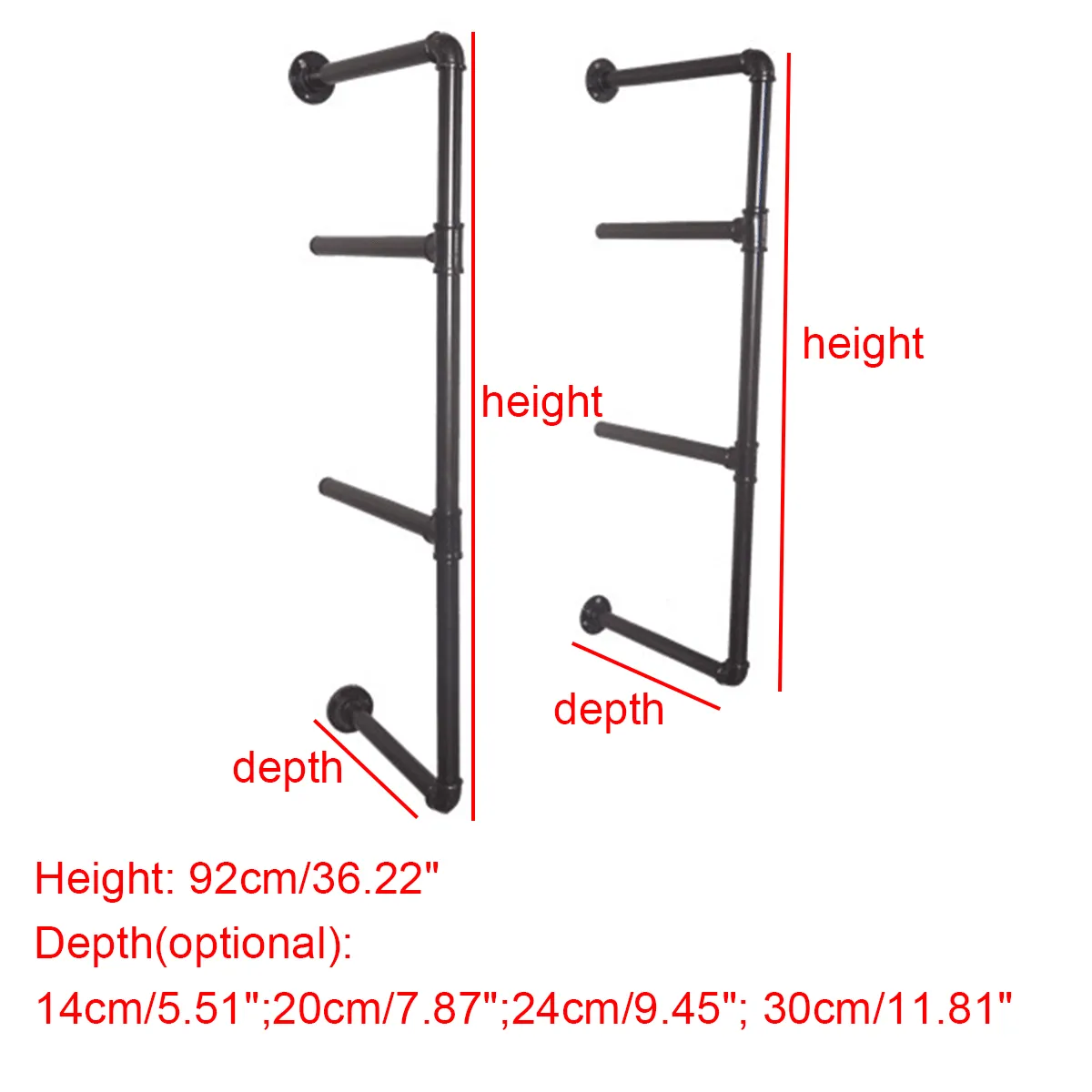 Bookshelf 3 Tiers Wall Mounted Shelf Rack 15/20/25/30Cm Wide Organizer Storage Shelf Rack Iron Design for Home Office Living Study Photo