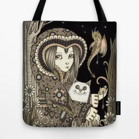Brown Flower Art Printed Tote Bag