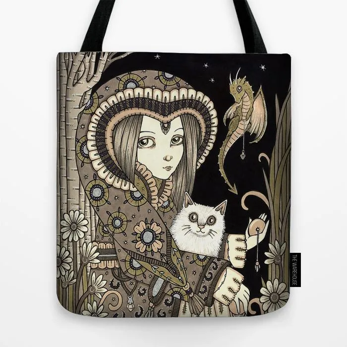 Brown Flower Art Printed Tote Bag