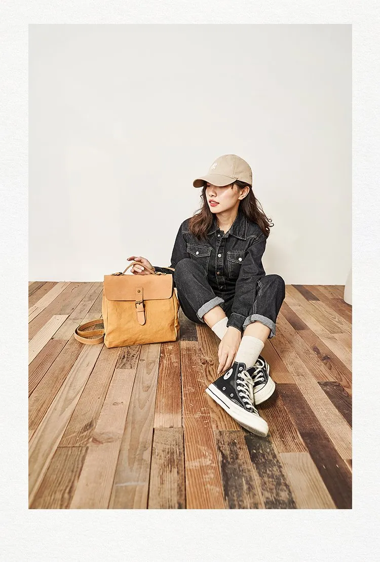 Canvas Leather Mens Womens Backpack Messenger Backpack Satchel Bag Canvas School Backpack for Men Women