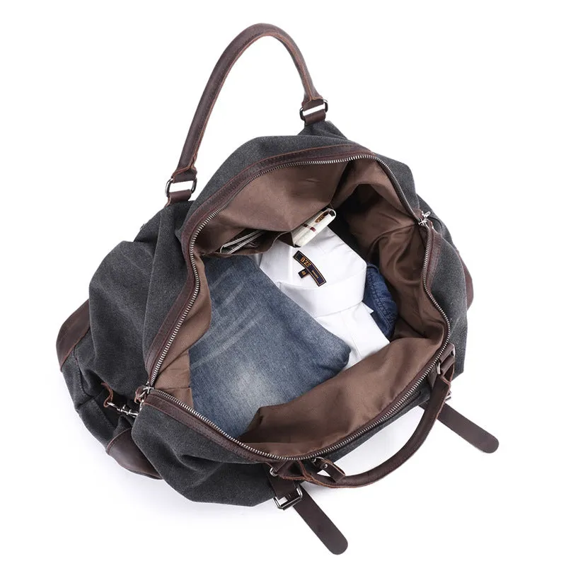 Canvas Travel Bag Canvas And Full Grain Leather Duffle Bag Leather With Canvas Weekender Bag