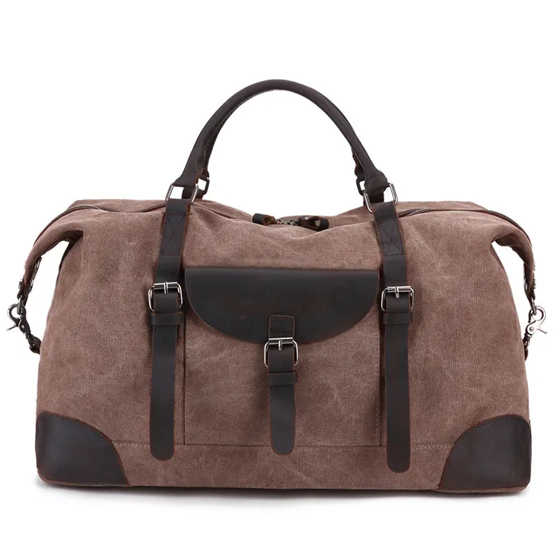 Canvas Travel Bag Canvas And Full Grain Leather Duffle Bag Leather With Canvas Weekender Bag
