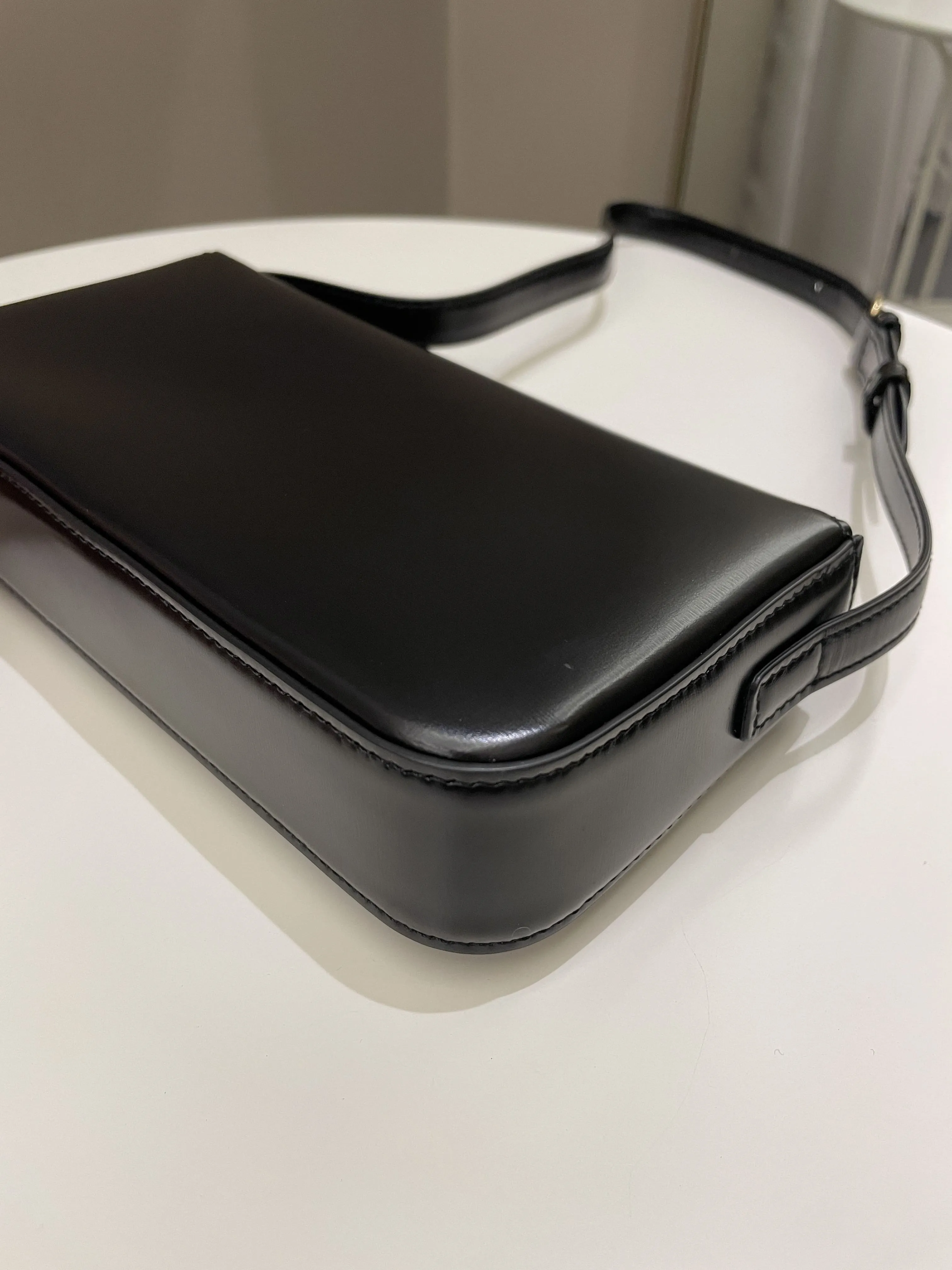 Celine Triomphe Bag Black Glazed Calfskin