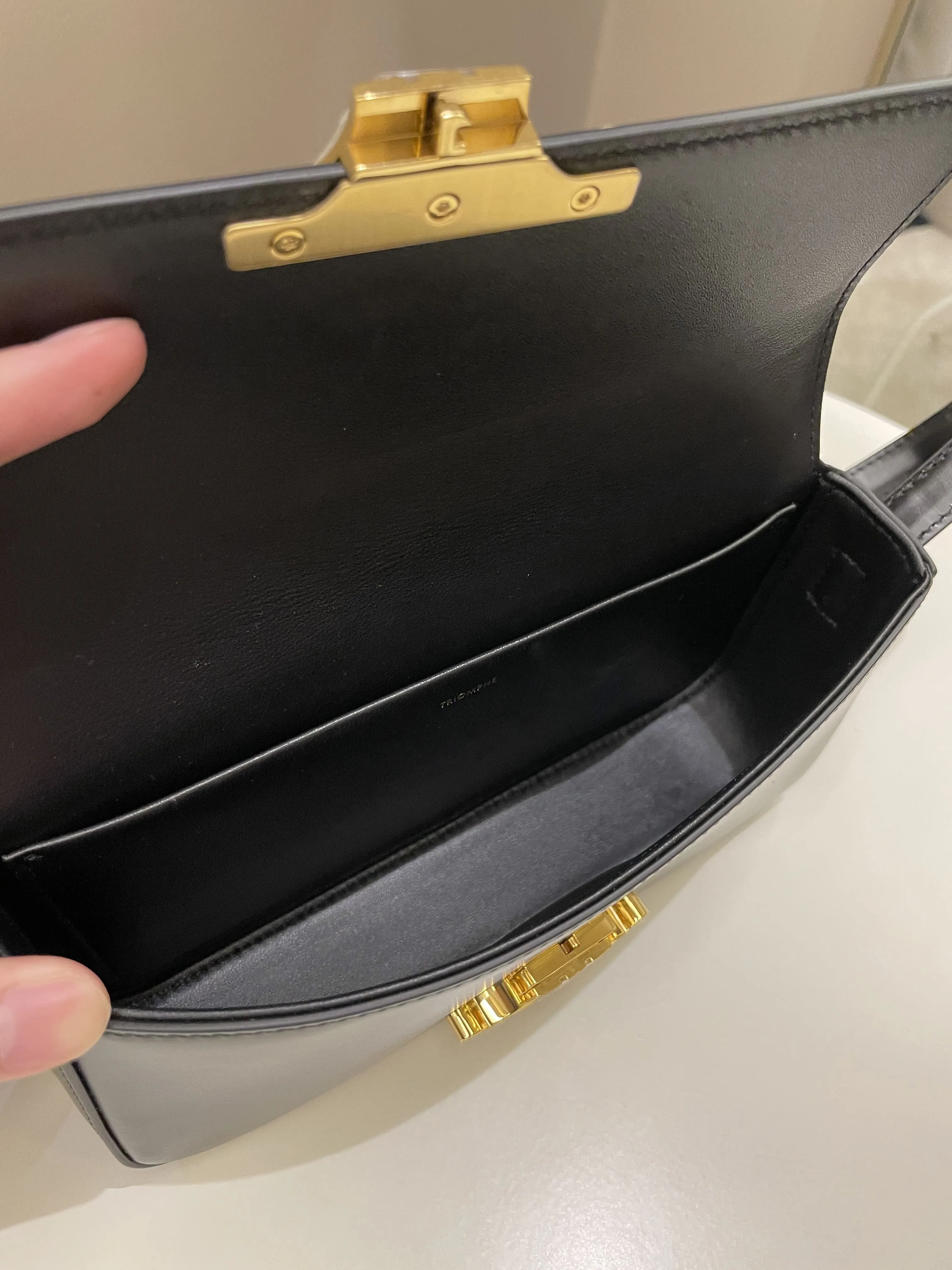 Celine Triomphe Bag Black Glazed Calfskin