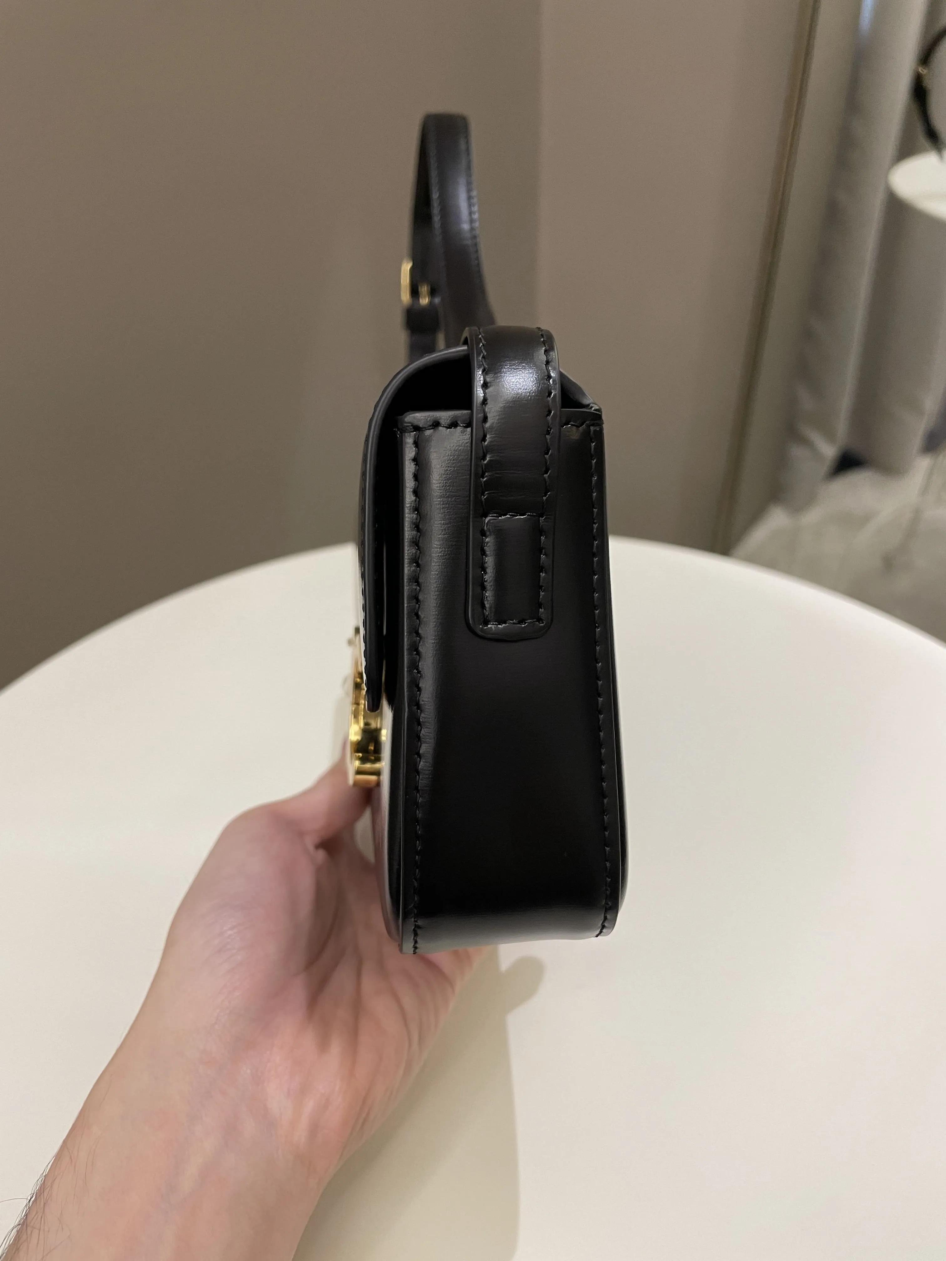 Celine Triomphe Bag Black Glazed Calfskin