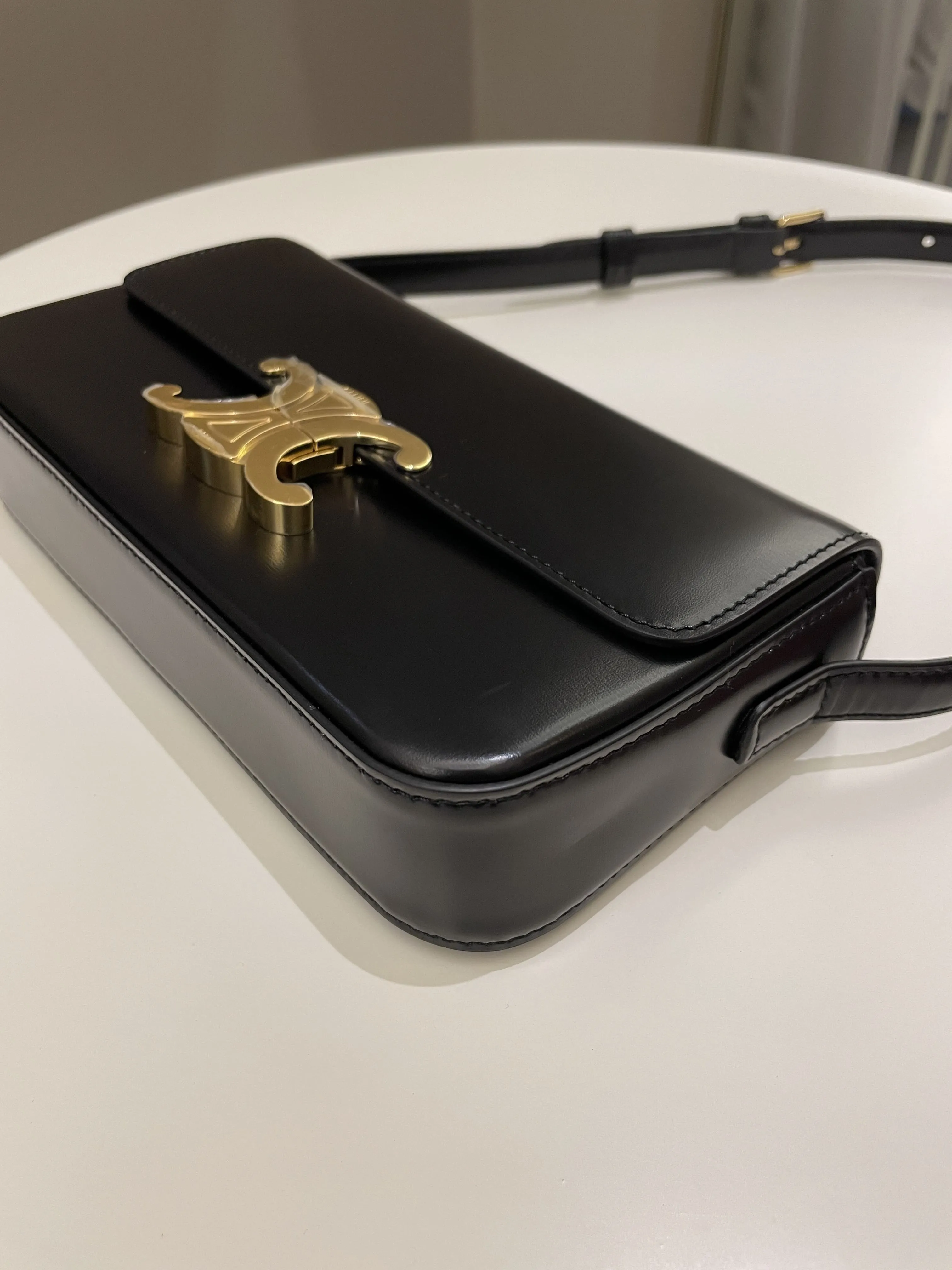 Celine Triomphe Bag Black Glazed Calfskin