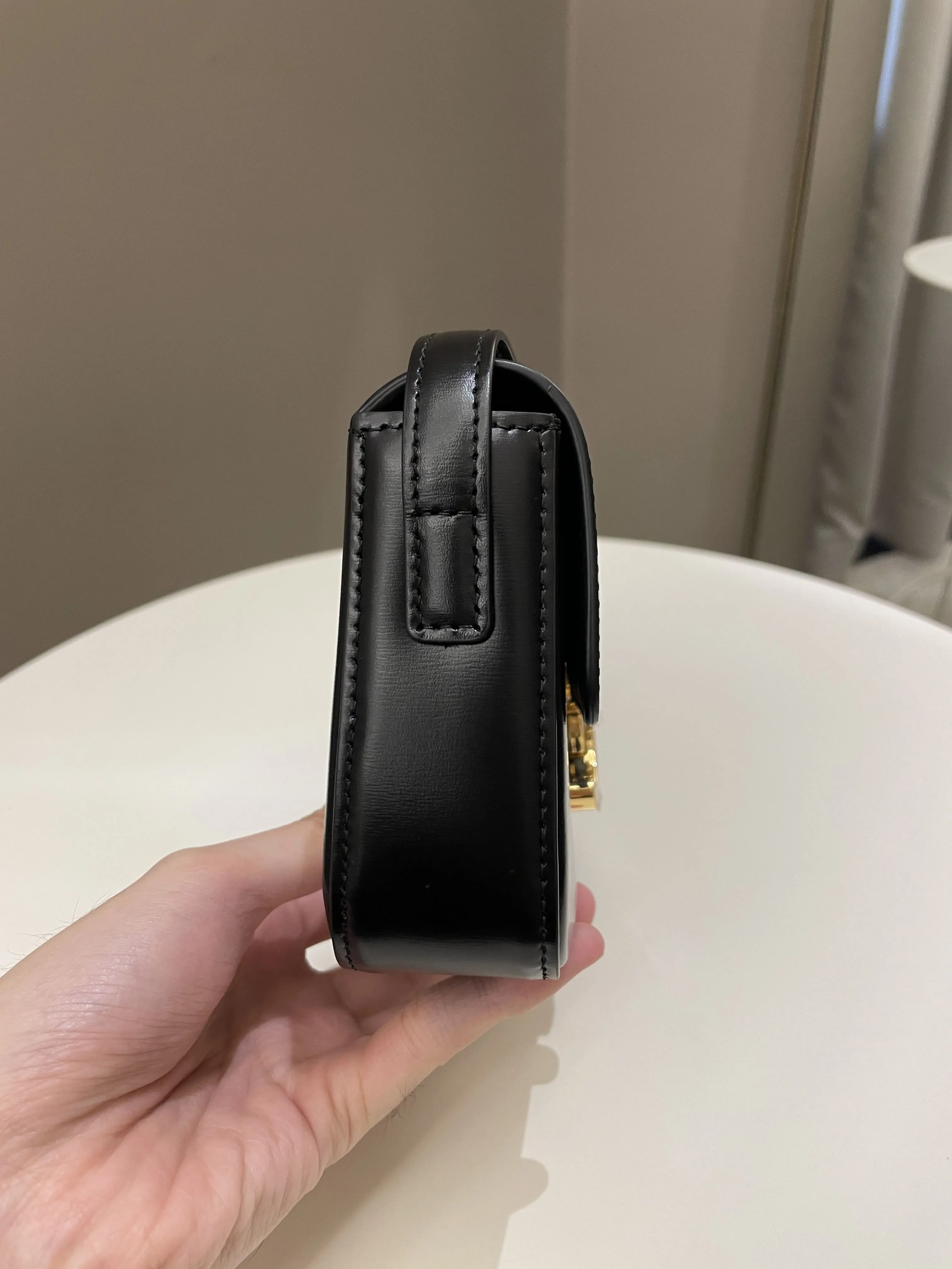 Celine Triomphe Bag Black Glazed Calfskin