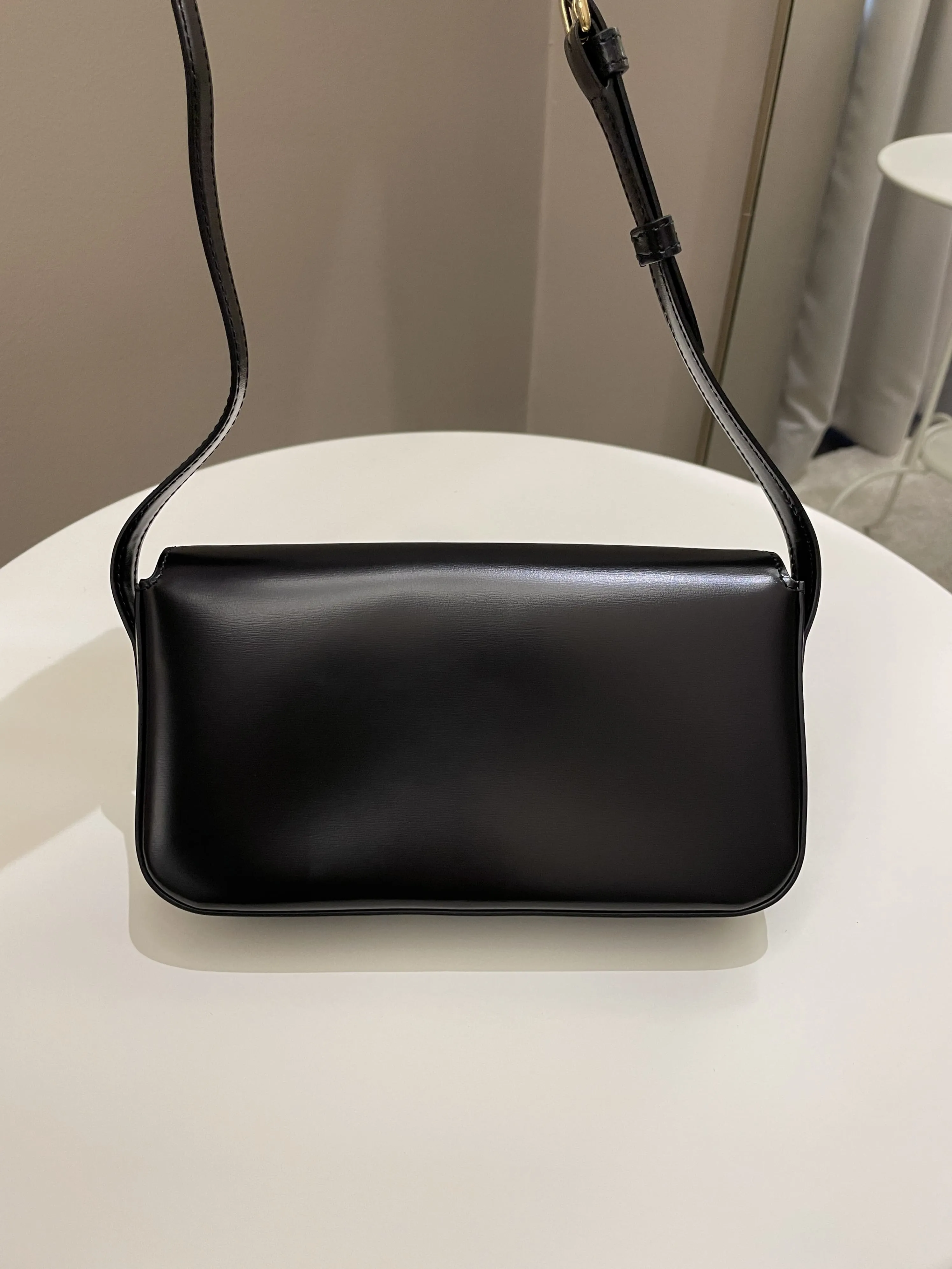 Celine Triomphe Bag Black Glazed Calfskin
