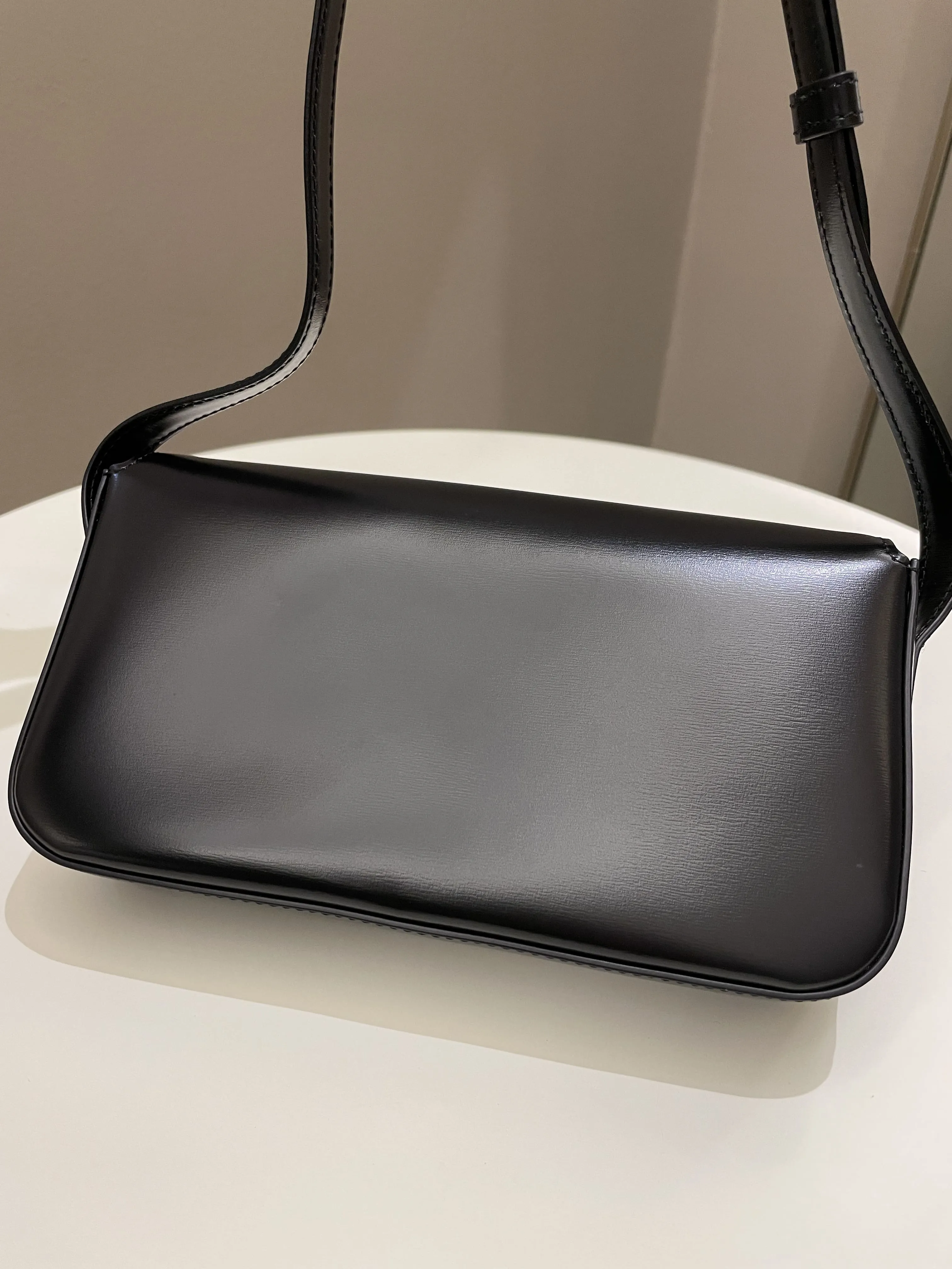 Celine Triomphe Bag Black Glazed Calfskin