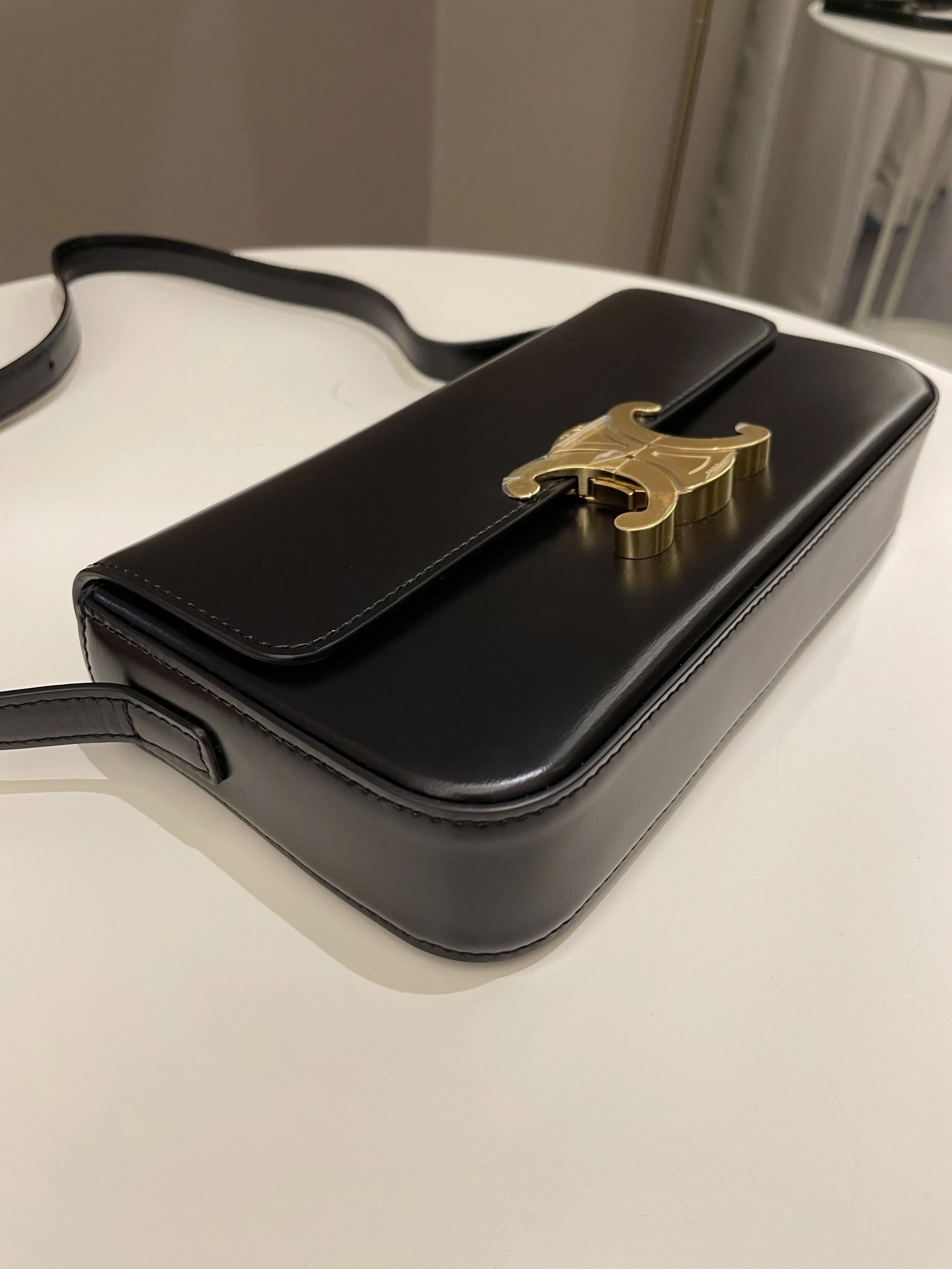 Celine Triomphe Bag Black Glazed Calfskin