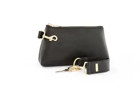 Classic Black LEATHER 2-Piece KEYPIT Set • Wristlet