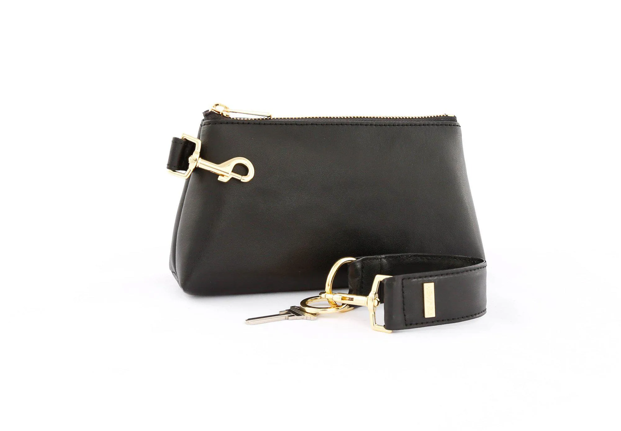 Classic Black LEATHER 2-Piece KEYPIT Set • Wristlet