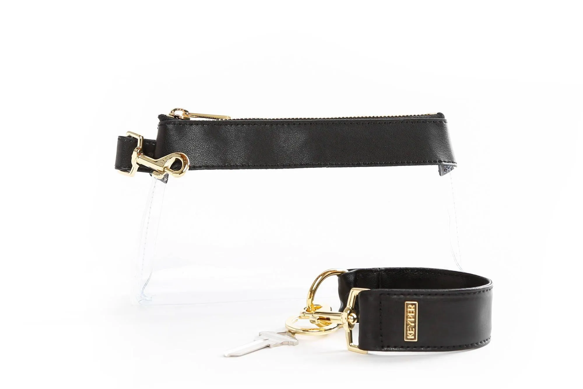 Classic Black LEATHER 2-Piece KEYPIT Set • Wristlet