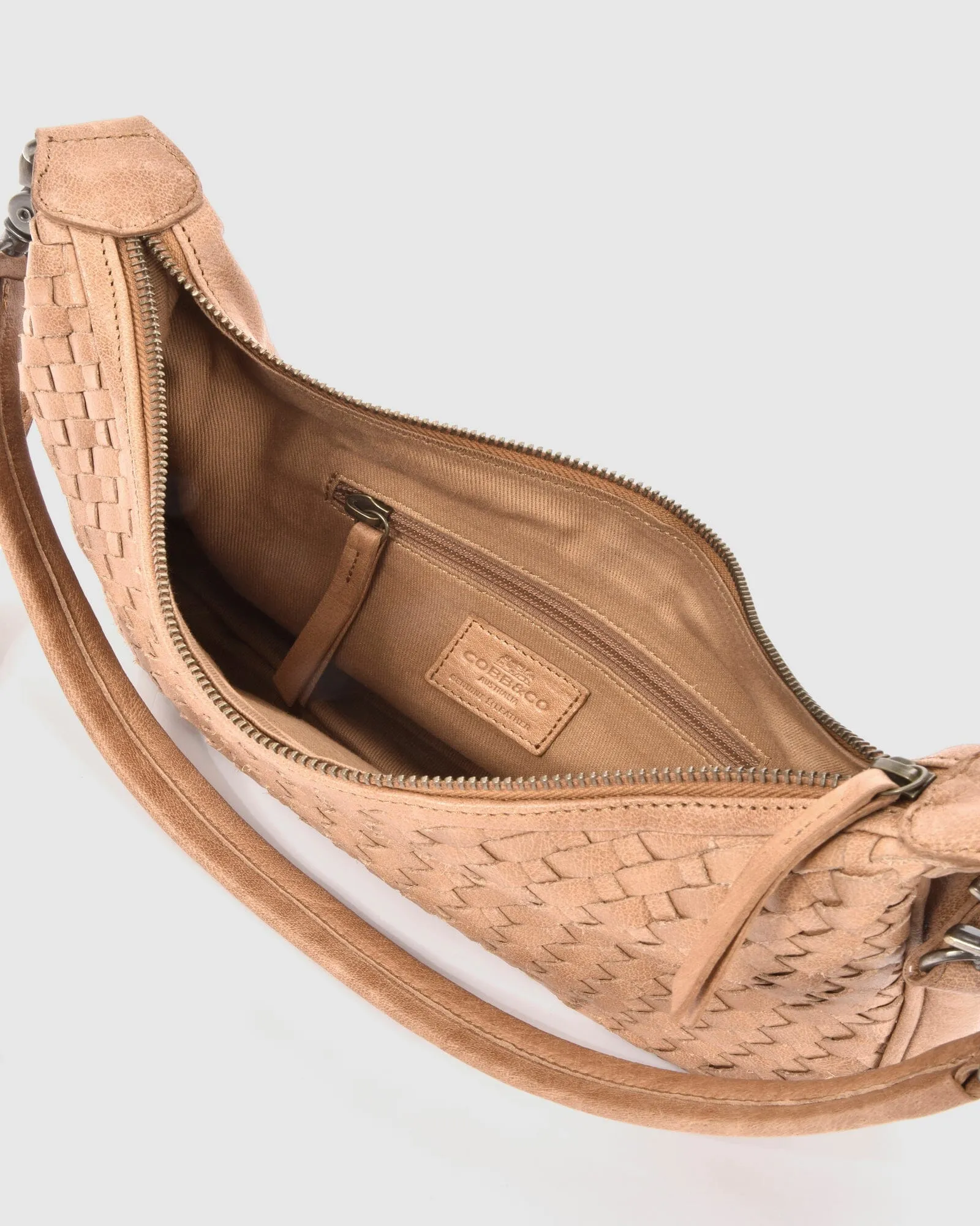 COBB & CO Hughes Woven Leather Shoulder Bag