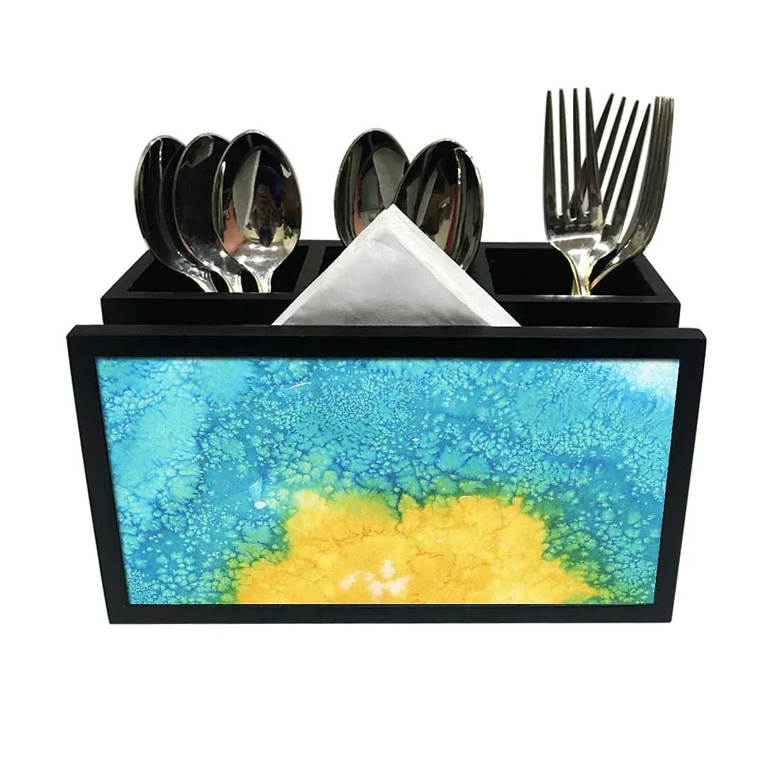 Cutlery Tissue Holder Napkin Stand -  Arctic Space Yellow Watercolor