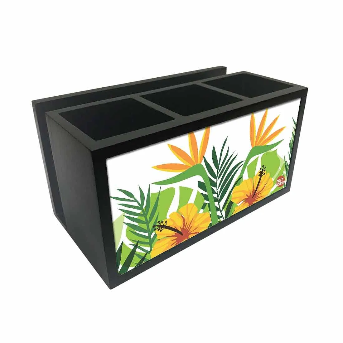 Cutlery Tissue Holder Napkin Stand -  Yellow Hibiscus