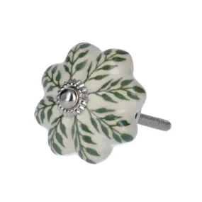 Green Leaf Ceramic Furniture Knob