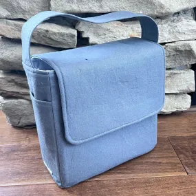Grey Linen Large Boxy Insulated Lunch Bag