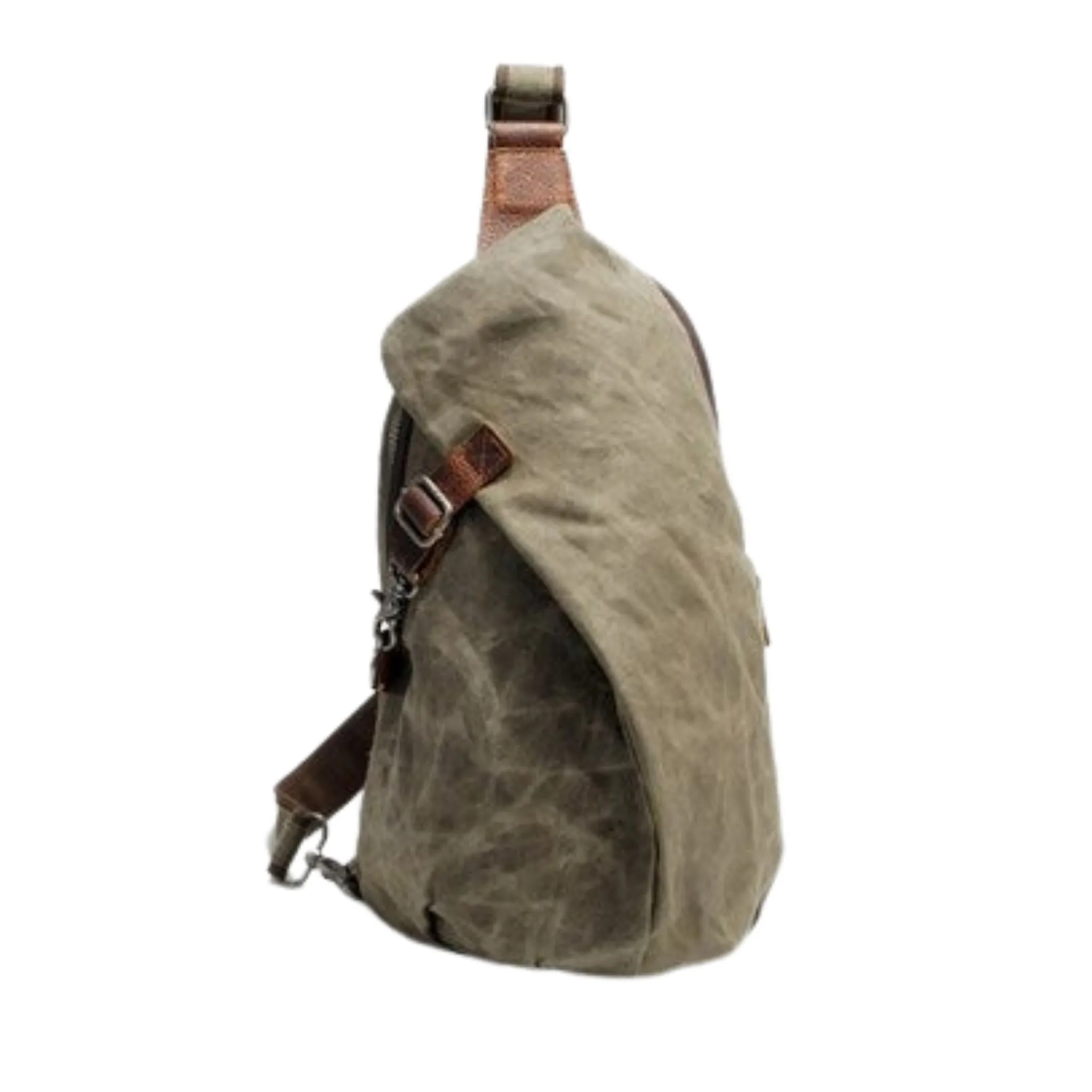 Handmade Leather Canvas Chest Bag