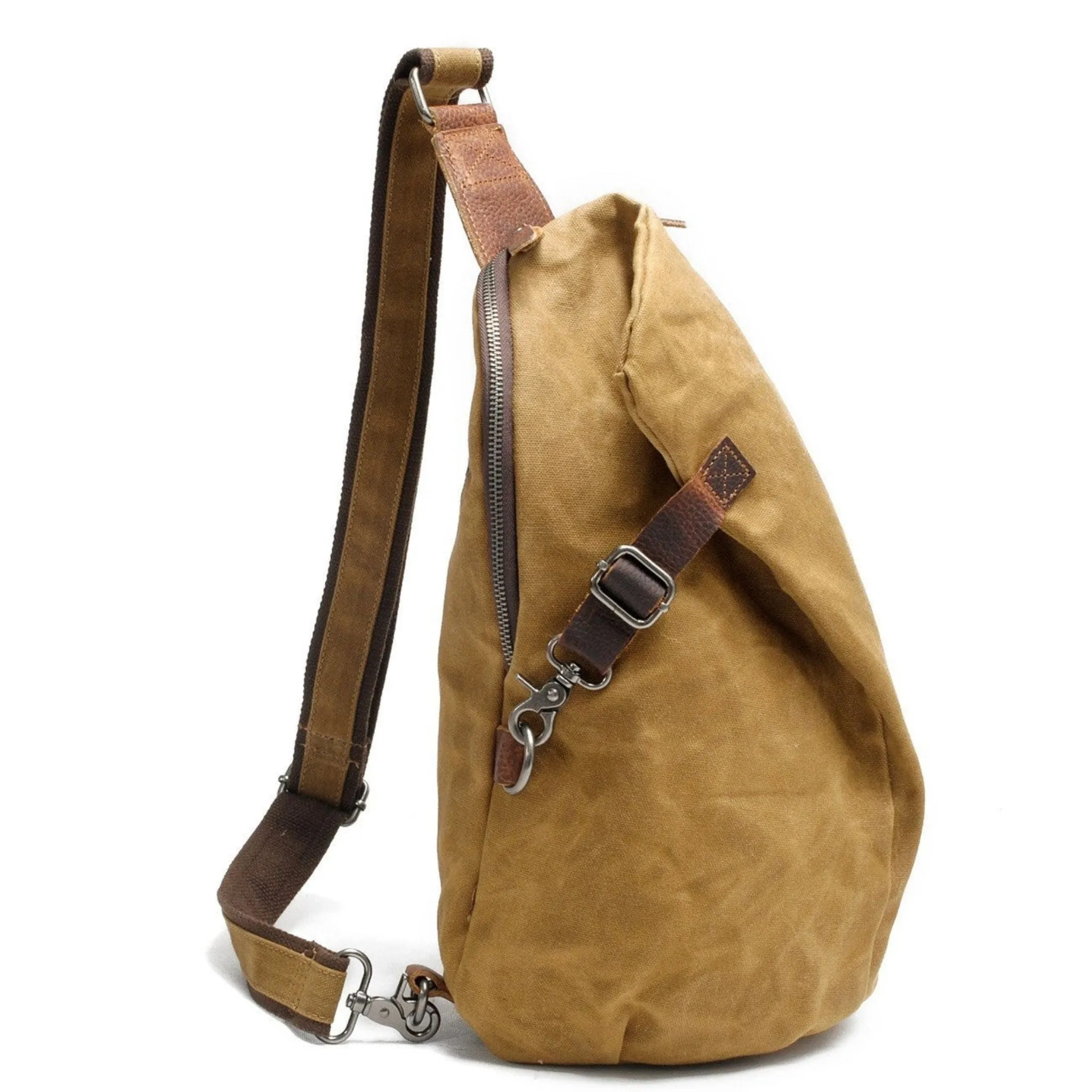 Handmade Leather Canvas Chest Bag
