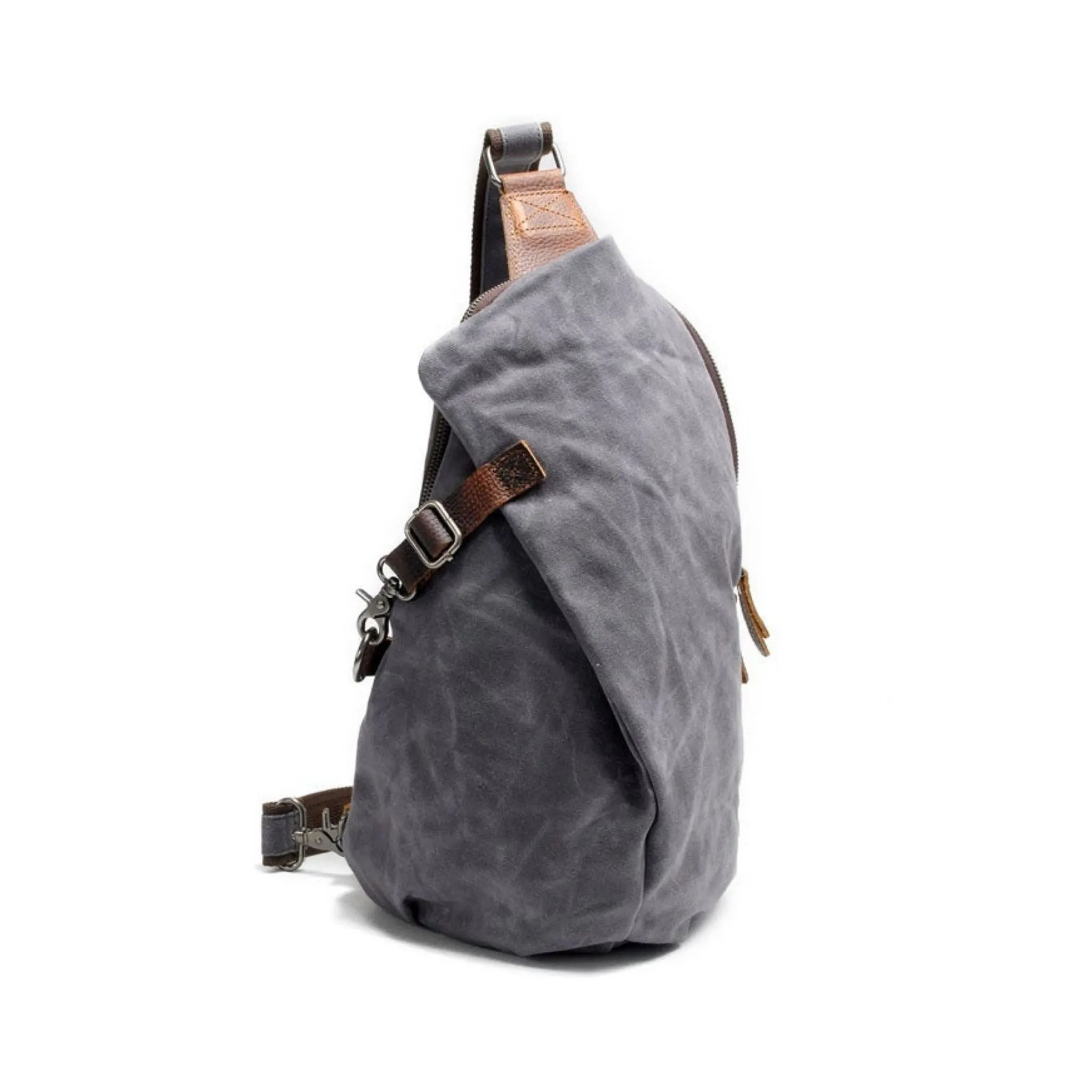 Handmade Leather Canvas Chest Bag