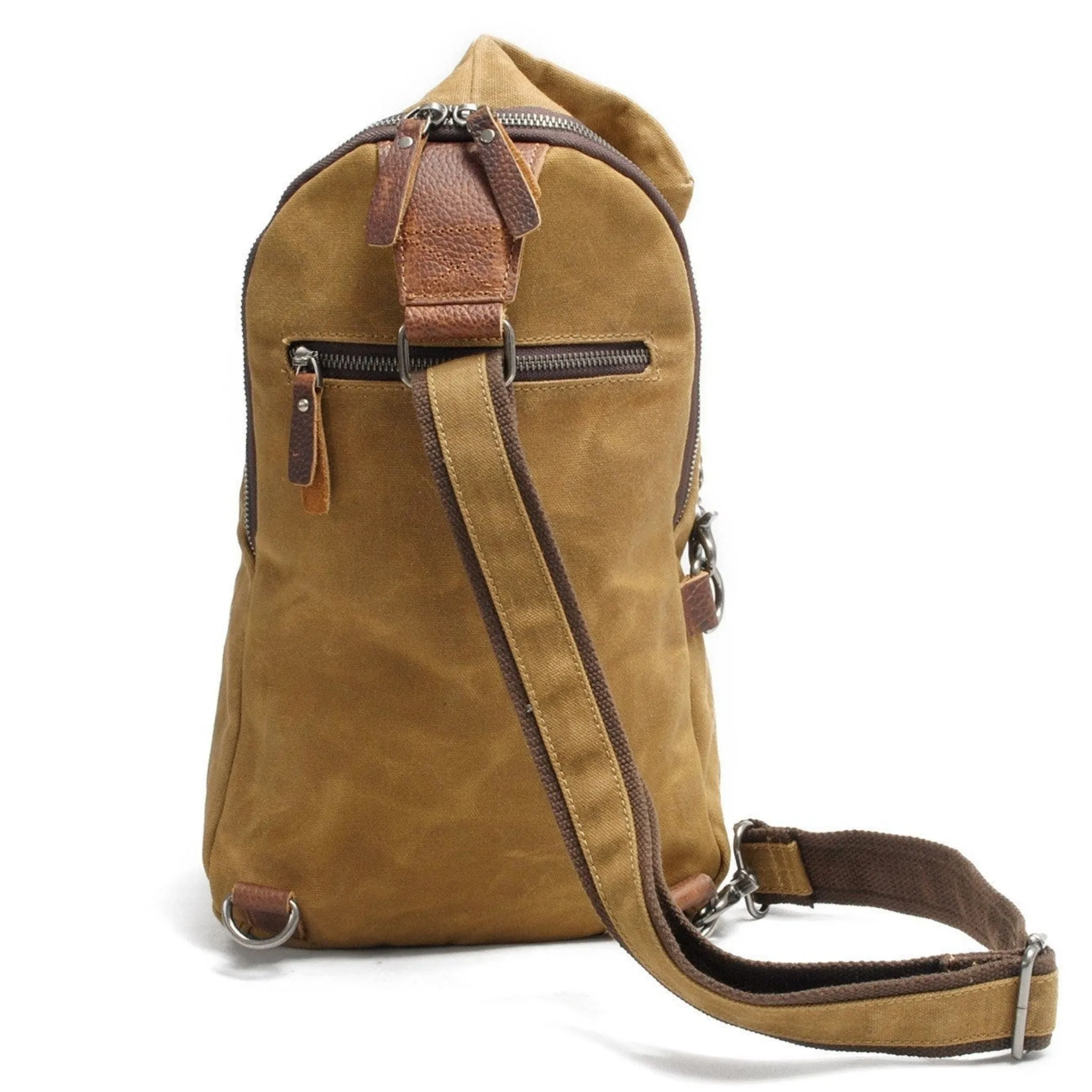 Handmade Leather Canvas Chest Bag