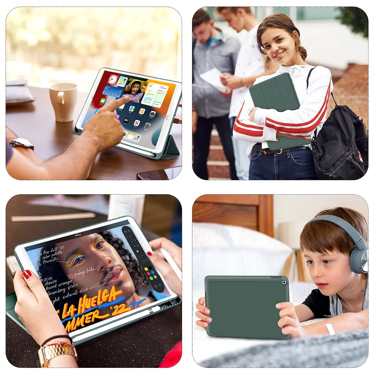 iPad 10.2 Case for iPad 9th Generation 2021 /iPad 8th Generation 2020 / iPad 7th Gen 2019 with Pencil Holder, Auto Sleep/Wake for Slim Soft Back Smart Cover, iPad 10.2 inch Case, Black