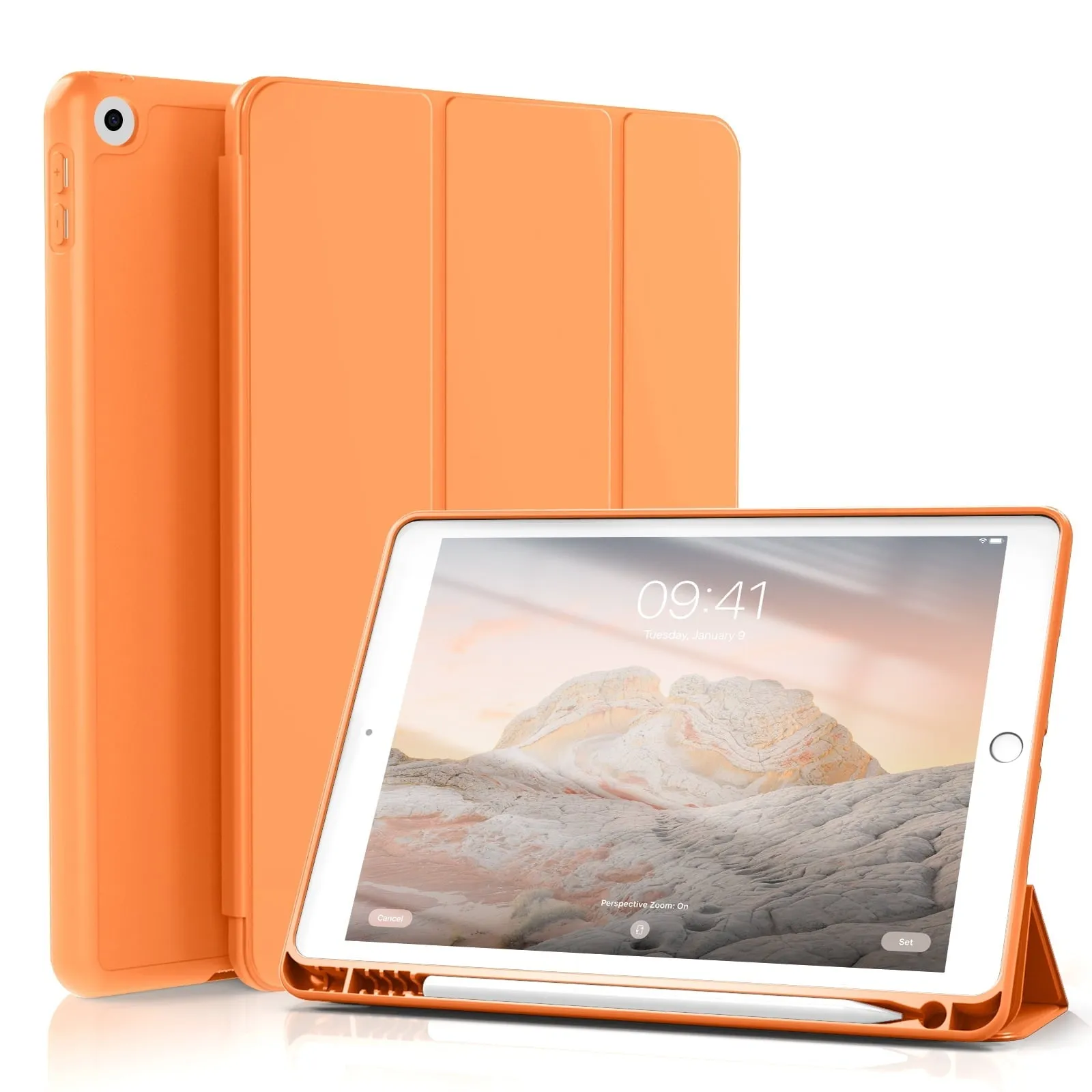 iPad 10.2 Case for iPad 9th Generation 2021 /iPad 8th Generation 2020 / iPad 7th Gen 2019 with Pencil Holder, Auto Sleep/Wake for Slim Soft Back Smart Cover, iPad 10.2 inch Case, Black