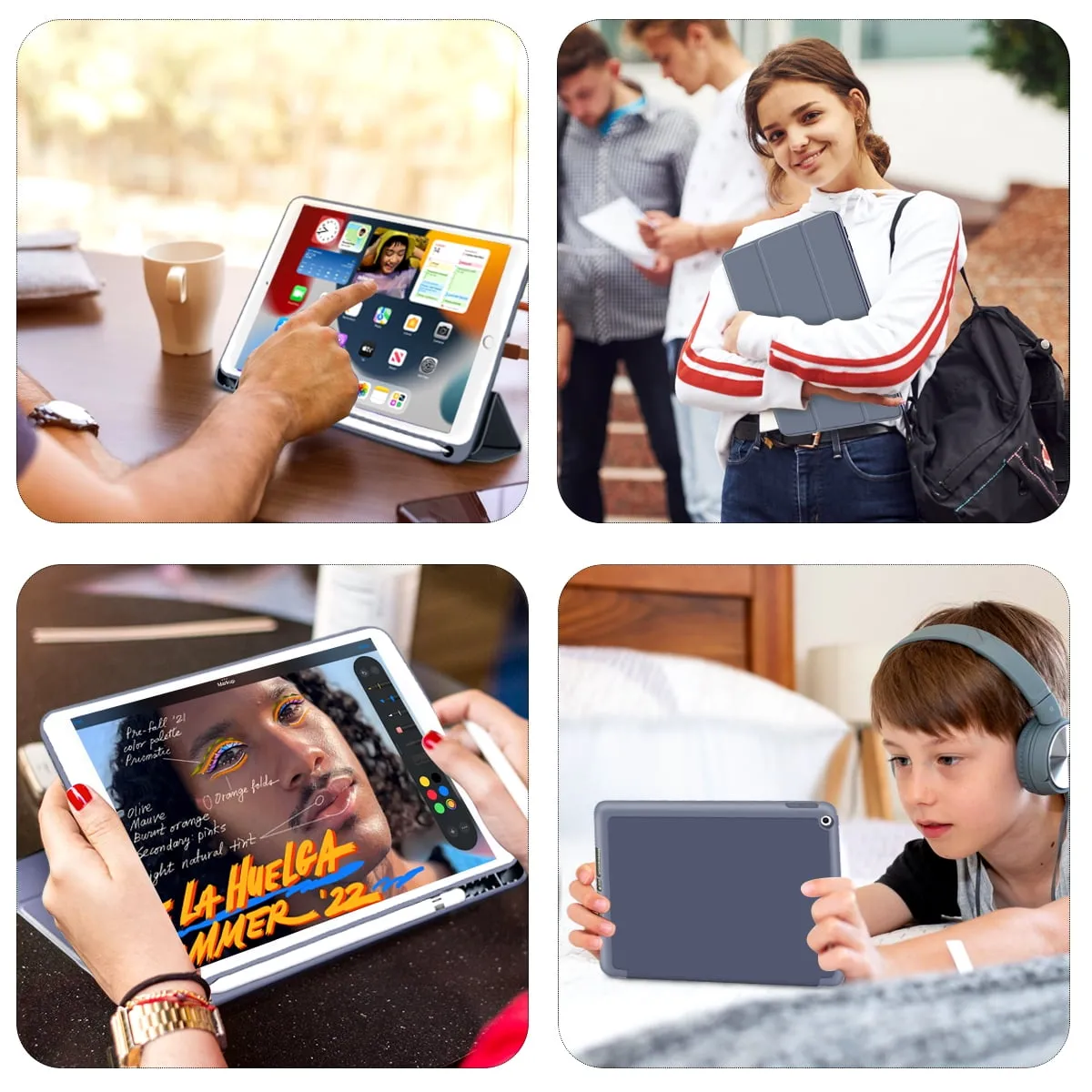 iPad 10.2 Case for iPad 9th Generation 2021 /iPad 8th Generation 2020 / iPad 7th Gen 2019 with Pencil Holder, Auto Sleep/Wake for Slim Soft Back Smart Cover, iPad 10.2 inch Case, Black