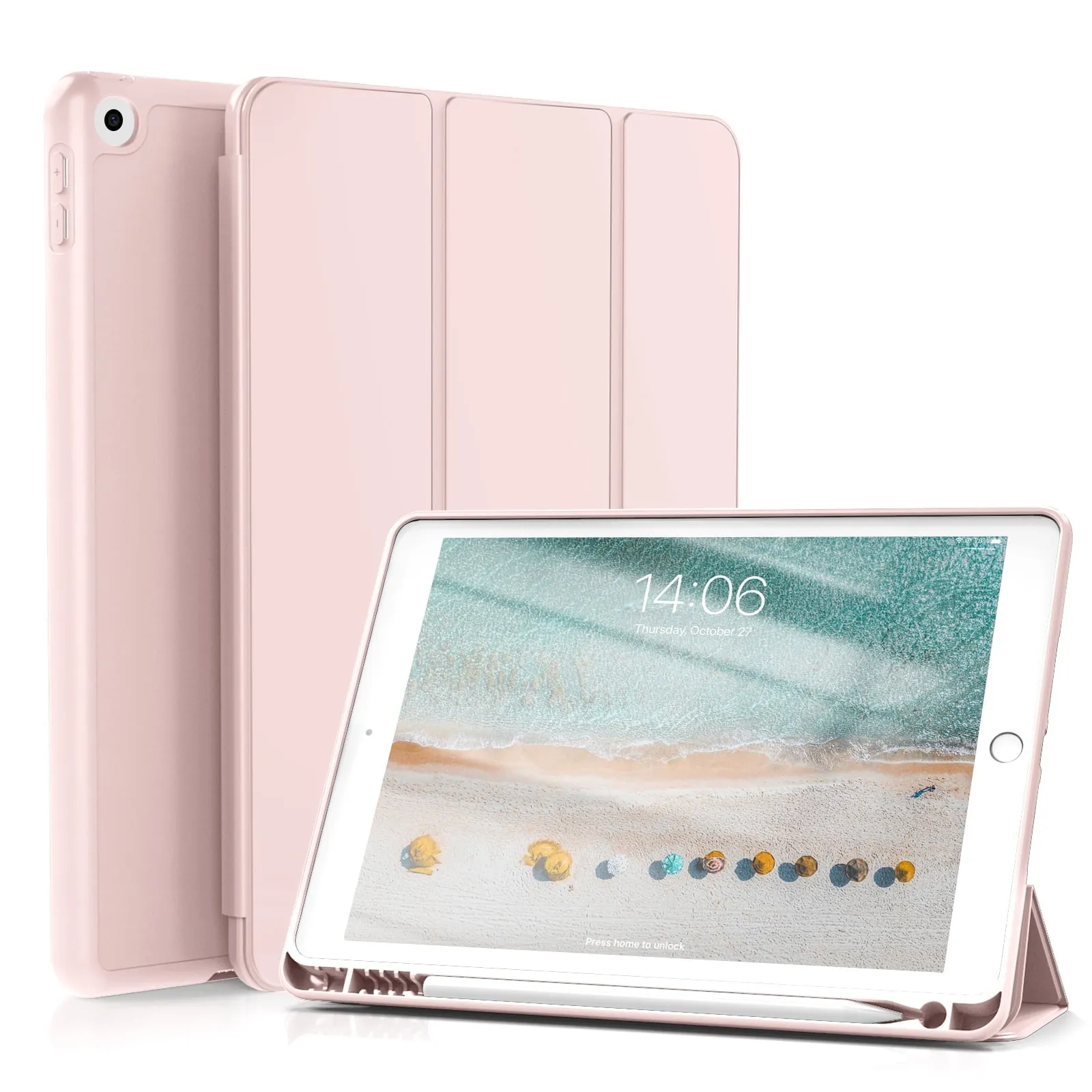 iPad 10.2 Case for iPad 9th Generation 2021 /iPad 8th Generation 2020 / iPad 7th Gen 2019 with Pencil Holder, Auto Sleep/Wake for Slim Soft Back Smart Cover, iPad 10.2 inch Case, Black