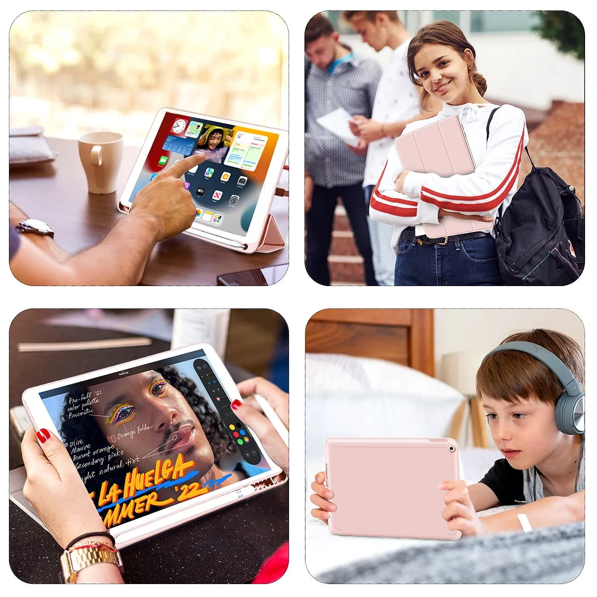 iPad 10.2 Case for iPad 9th Generation 2021 /iPad 8th Generation 2020 / iPad 7th Gen 2019 with Pencil Holder, Auto Sleep/Wake for Slim Soft Back Smart Cover, iPad 10.2 inch Case, Black