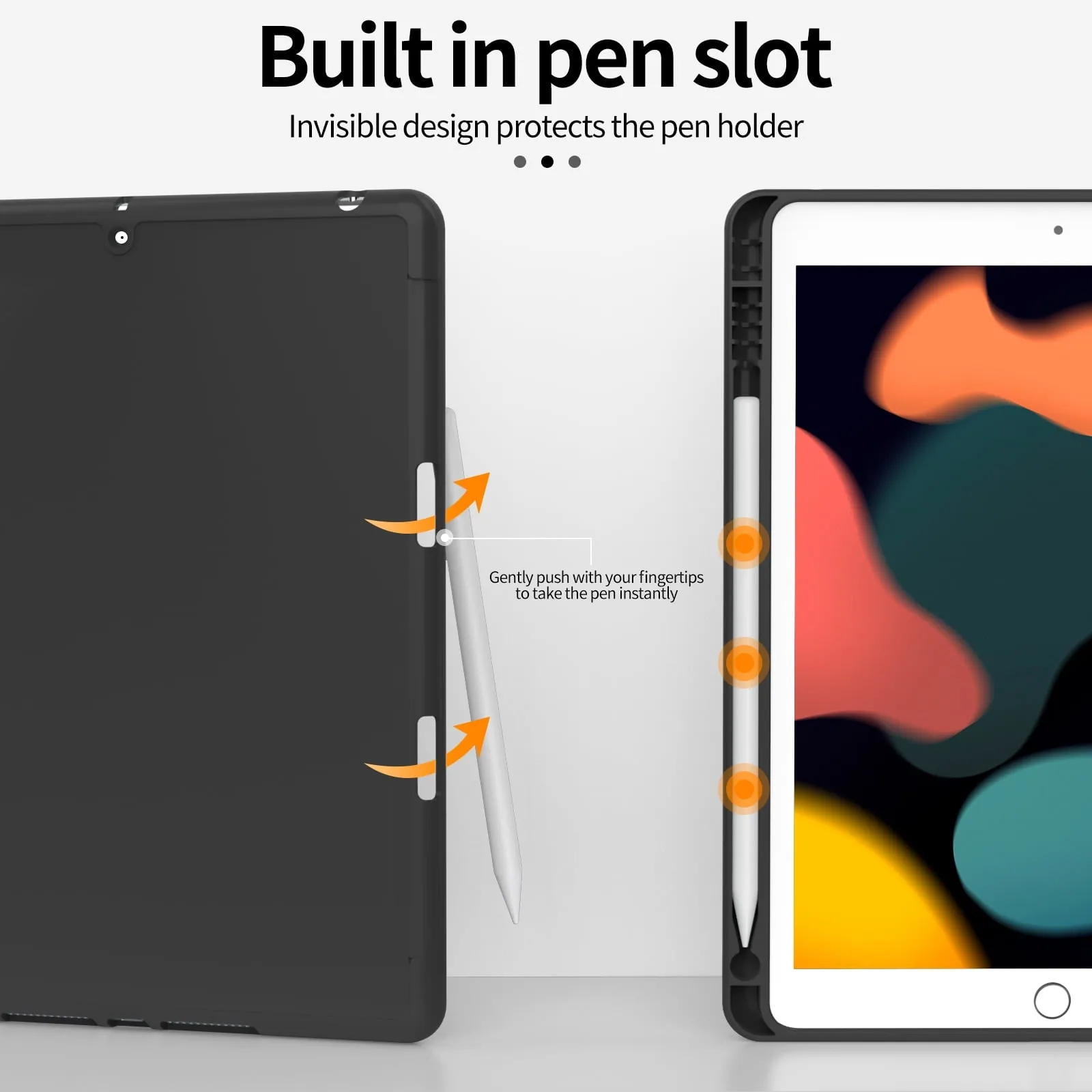 iPad 10.2 Case for iPad 9th Generation 2021 /iPad 8th Generation 2020 / iPad 7th Gen 2019 with Pencil Holder, Auto Sleep/Wake for Slim Soft Back Smart Cover, iPad 10.2 inch Case, Black