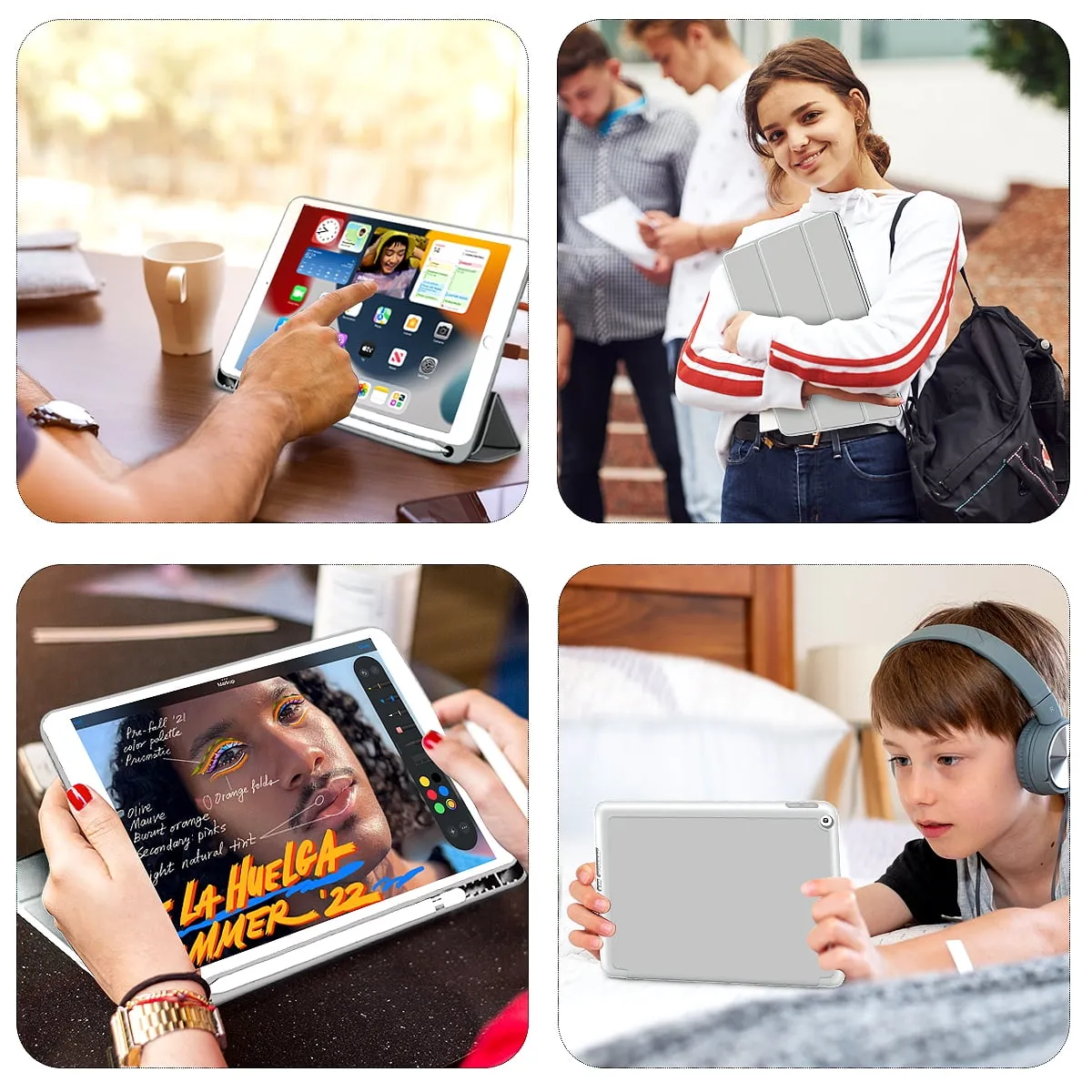 iPad 10.2 Case for iPad 9th Generation 2021 /iPad 8th Generation 2020 / iPad 7th Gen 2019 with Pencil Holder, Auto Sleep/Wake for Slim Soft Back Smart Cover, iPad 10.2 inch Case, Black