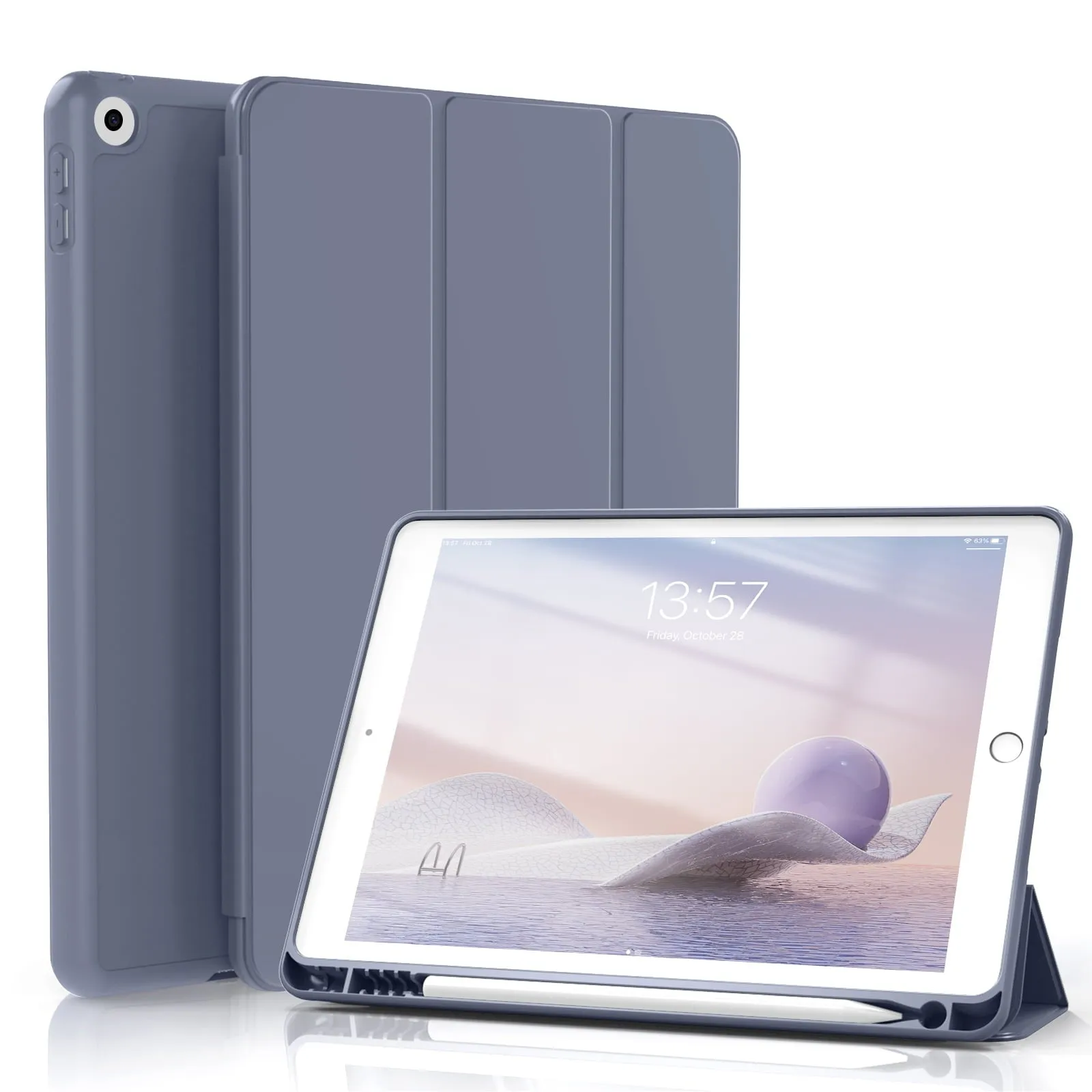 iPad 10.2 Case for iPad 9th Generation 2021 /iPad 8th Generation 2020 / iPad 7th Gen 2019 with Pencil Holder, Auto Sleep/Wake for Slim Soft Back Smart Cover, iPad 10.2 inch Case, Black