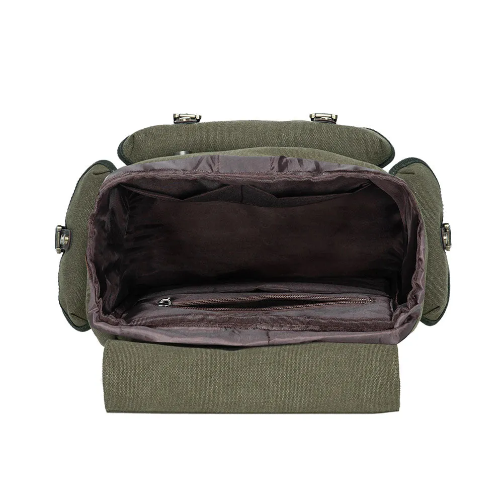 KAUKKO Vintage Casual Canvas and Leather Rucksack Retro Backpack for School Work Travel Hiking