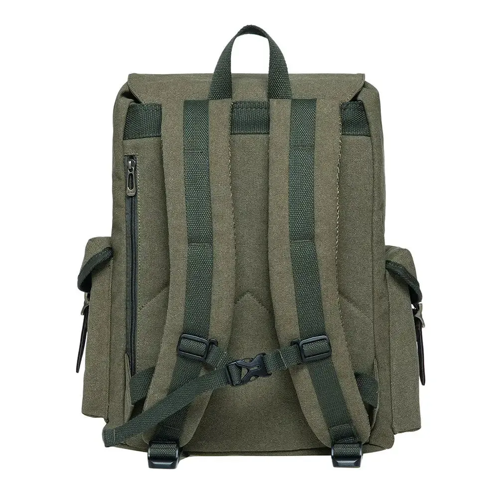 KAUKKO Vintage Casual Canvas and Leather Rucksack Retro Backpack for School Work Travel Hiking