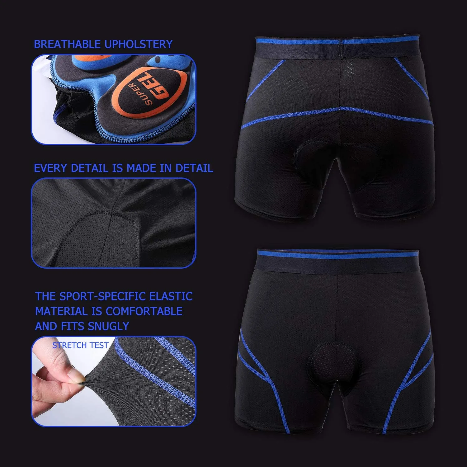 KUYOU 4D Padded Cycling Shorts