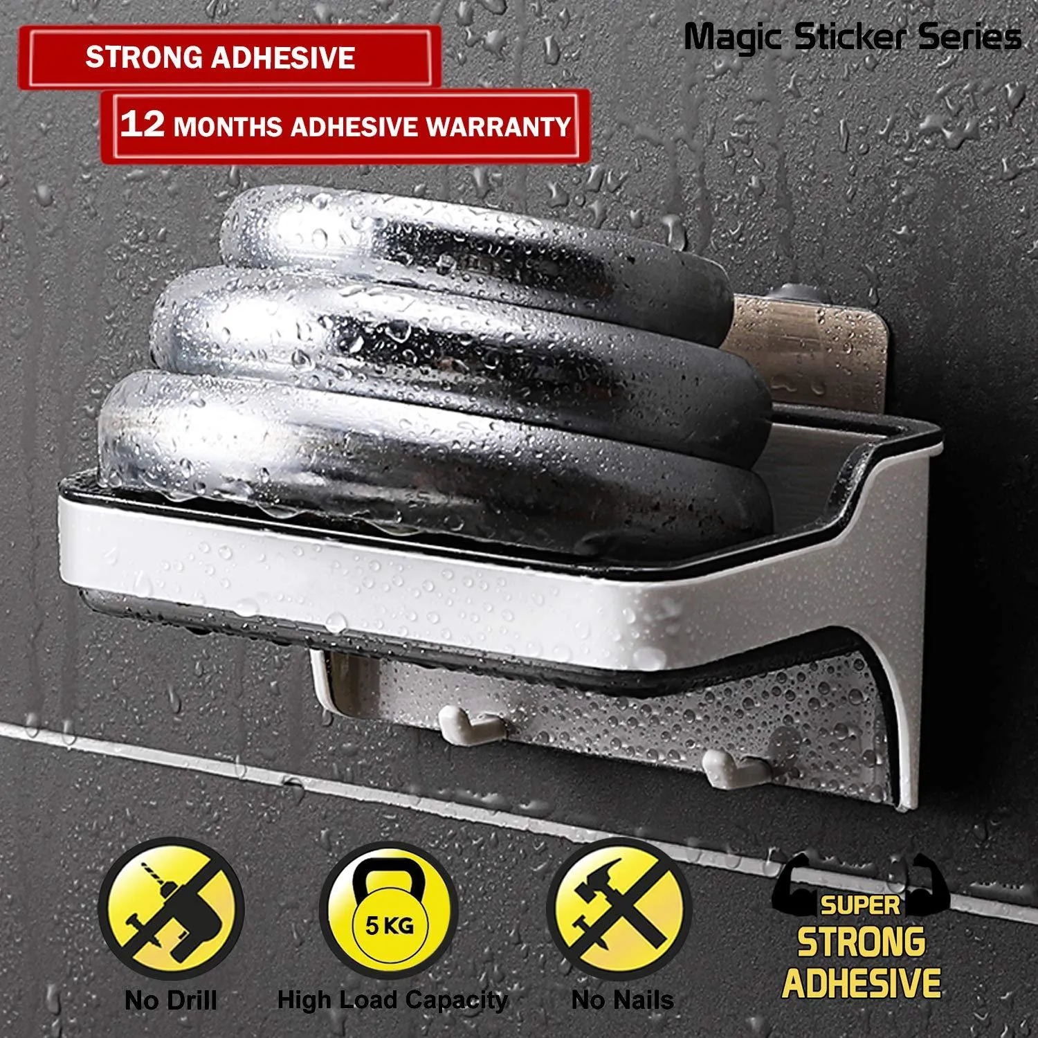 Magic Sticker Series Self Adhesive Soap Holder with Hook