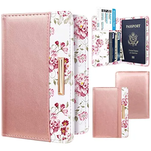 Passport Holder Cover Travel RFID Blocking Passport Cover Cute Slim Passport Wallet with Elastic Band for Women