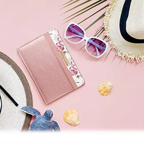 Passport Holder Cover Travel RFID Blocking Passport Cover Cute Slim Passport Wallet with Elastic Band for Women