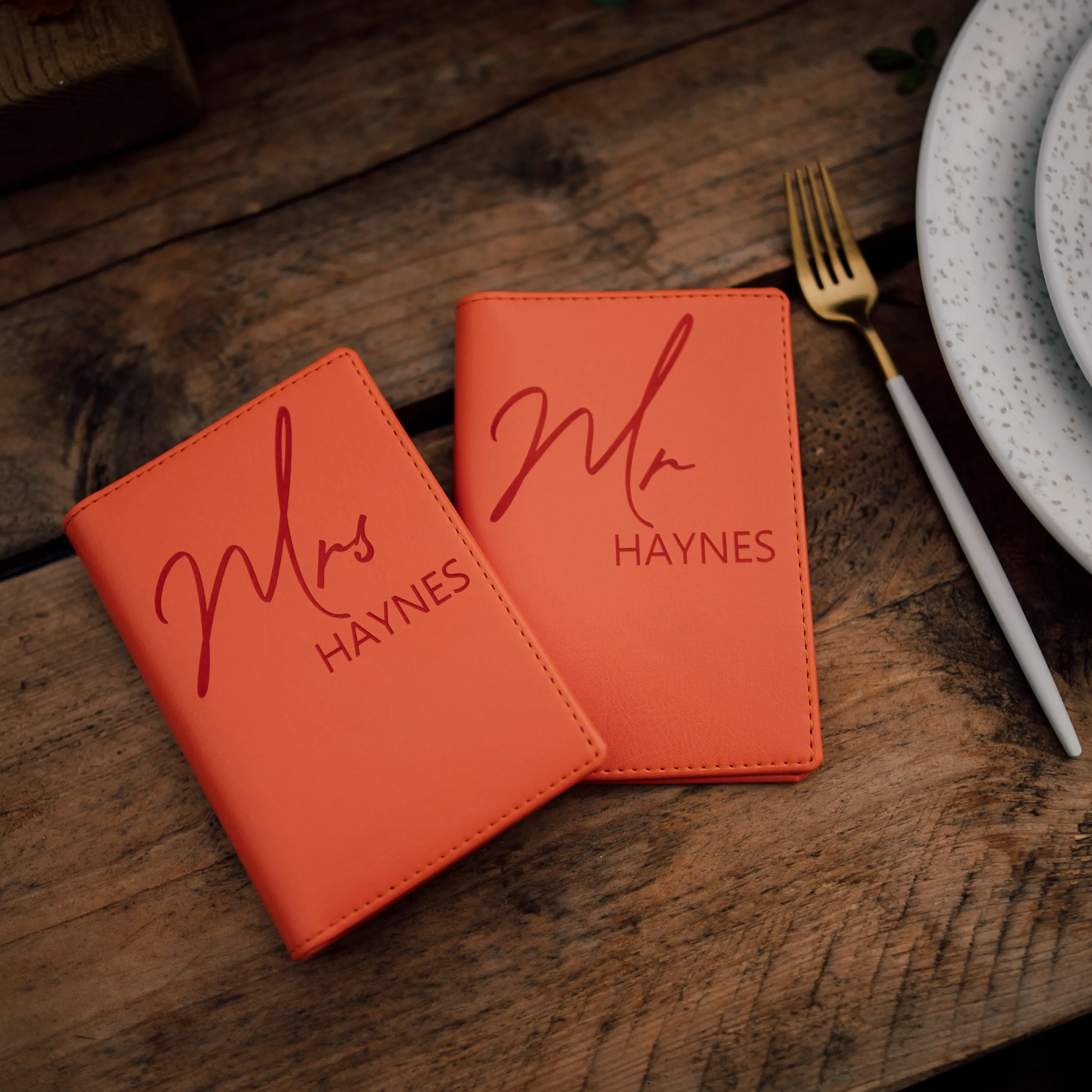 Personalised Couples Script Passport Covers