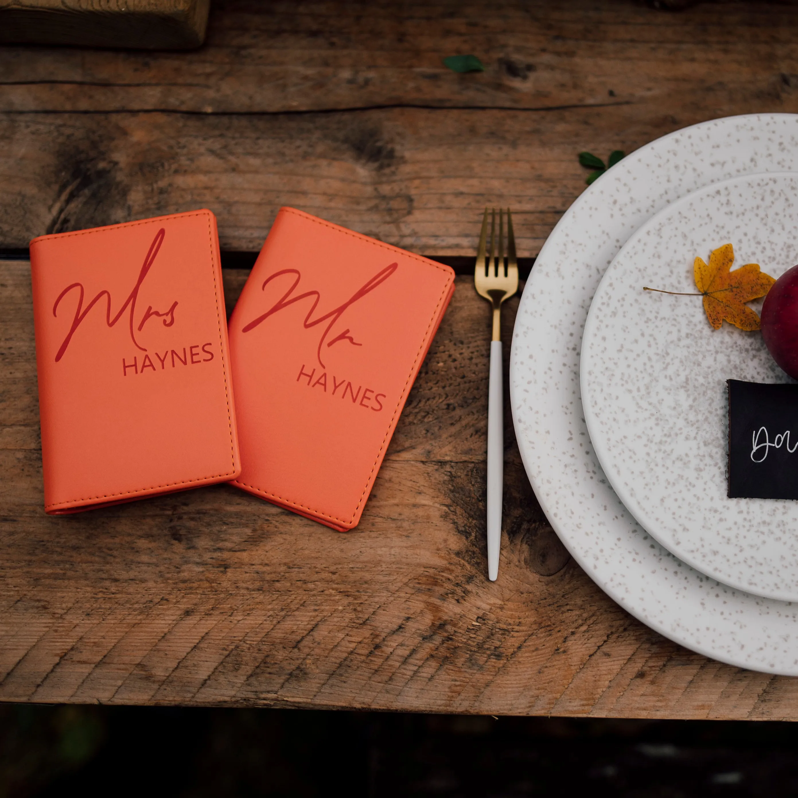 Personalised Couples Script Passport Covers