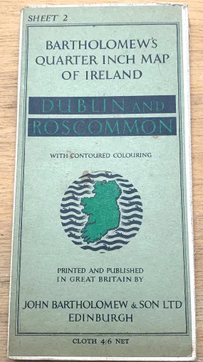 Rare 1940s Map of Dublin and Roscommon - Bartholomew’s 1/4" on Cloth