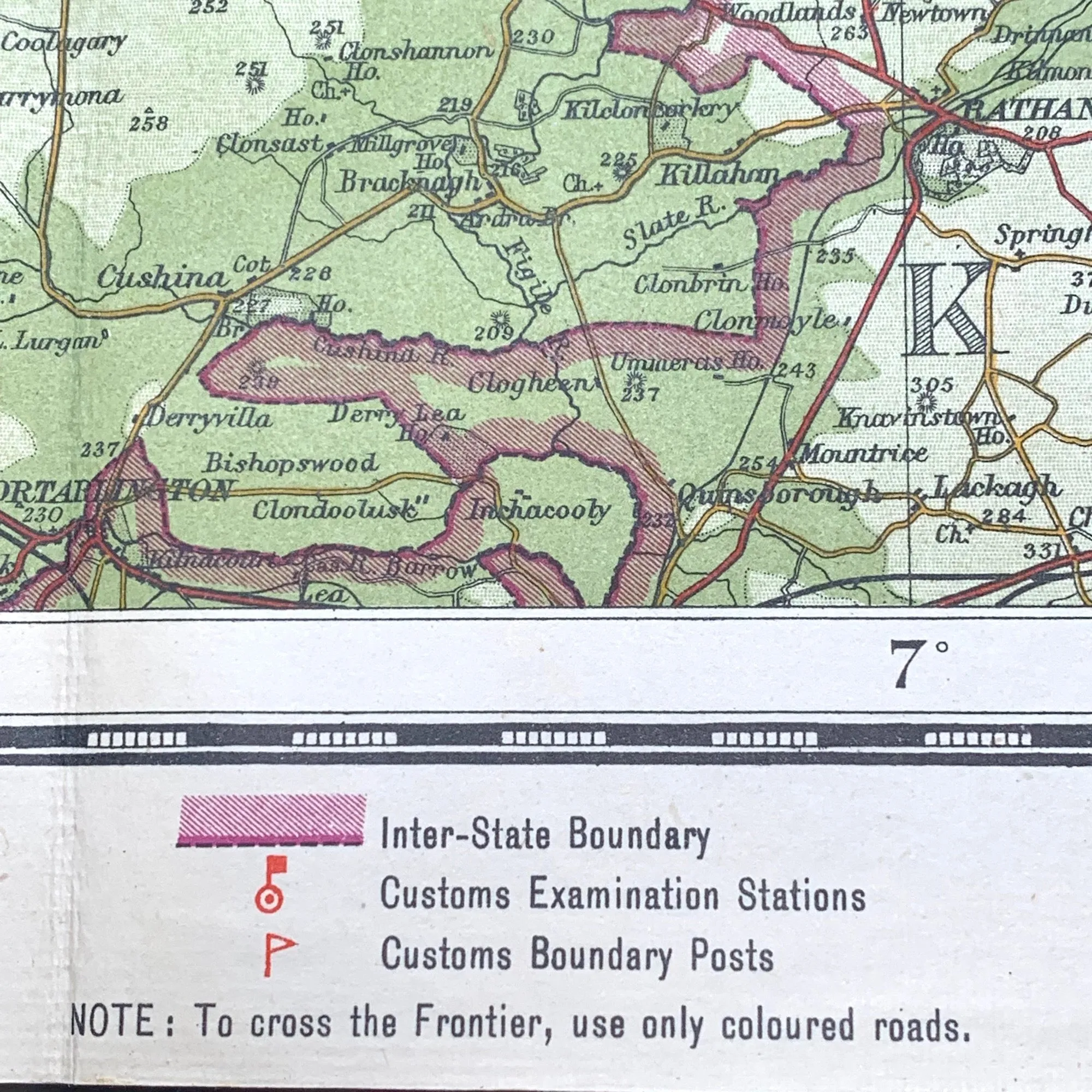 Rare 1940s Map of Dublin and Roscommon - Bartholomew’s 1/4" on Cloth