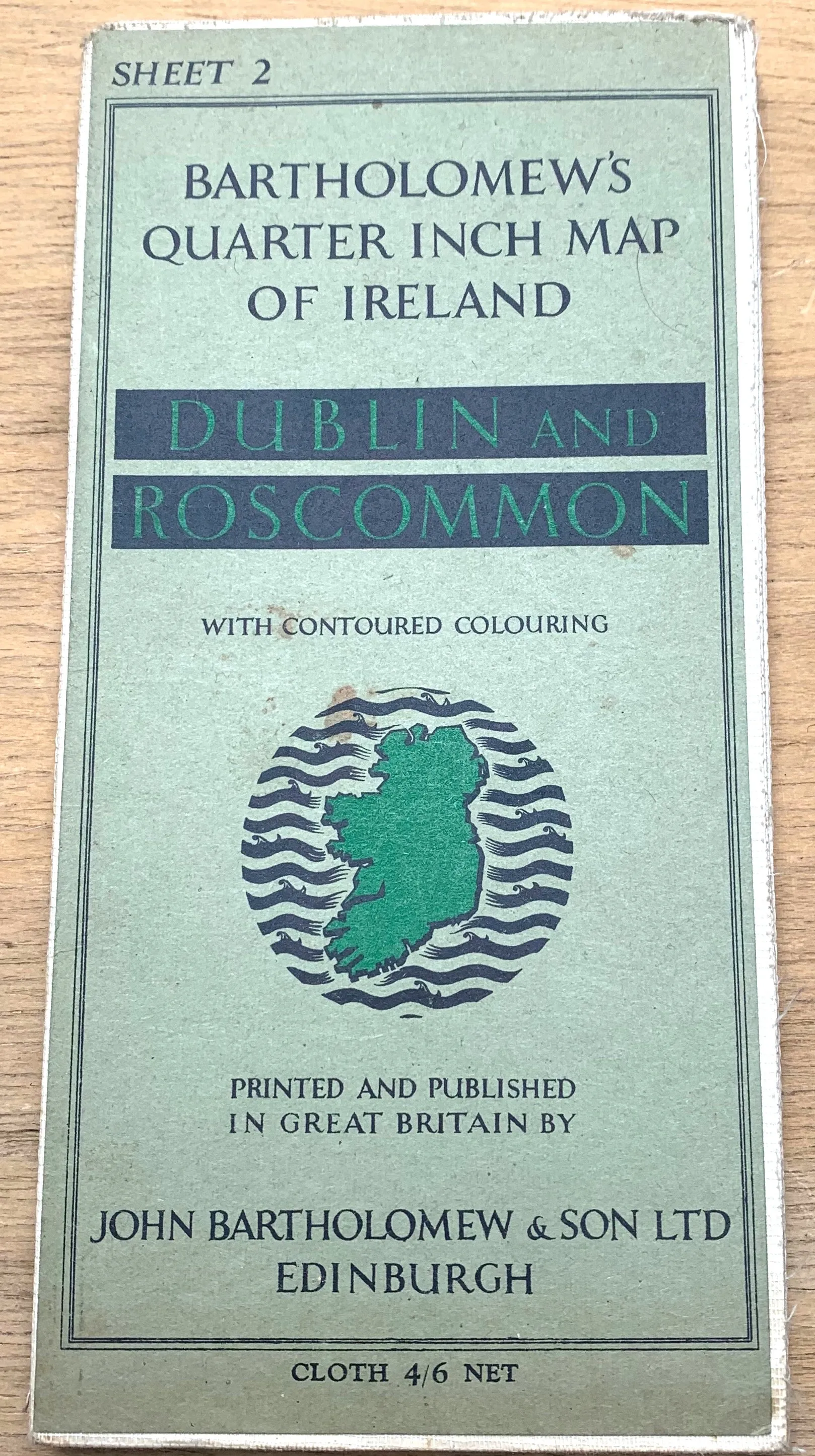 Rare 1940s Map of Dublin and Roscommon - Bartholomew’s 1/4" on Cloth