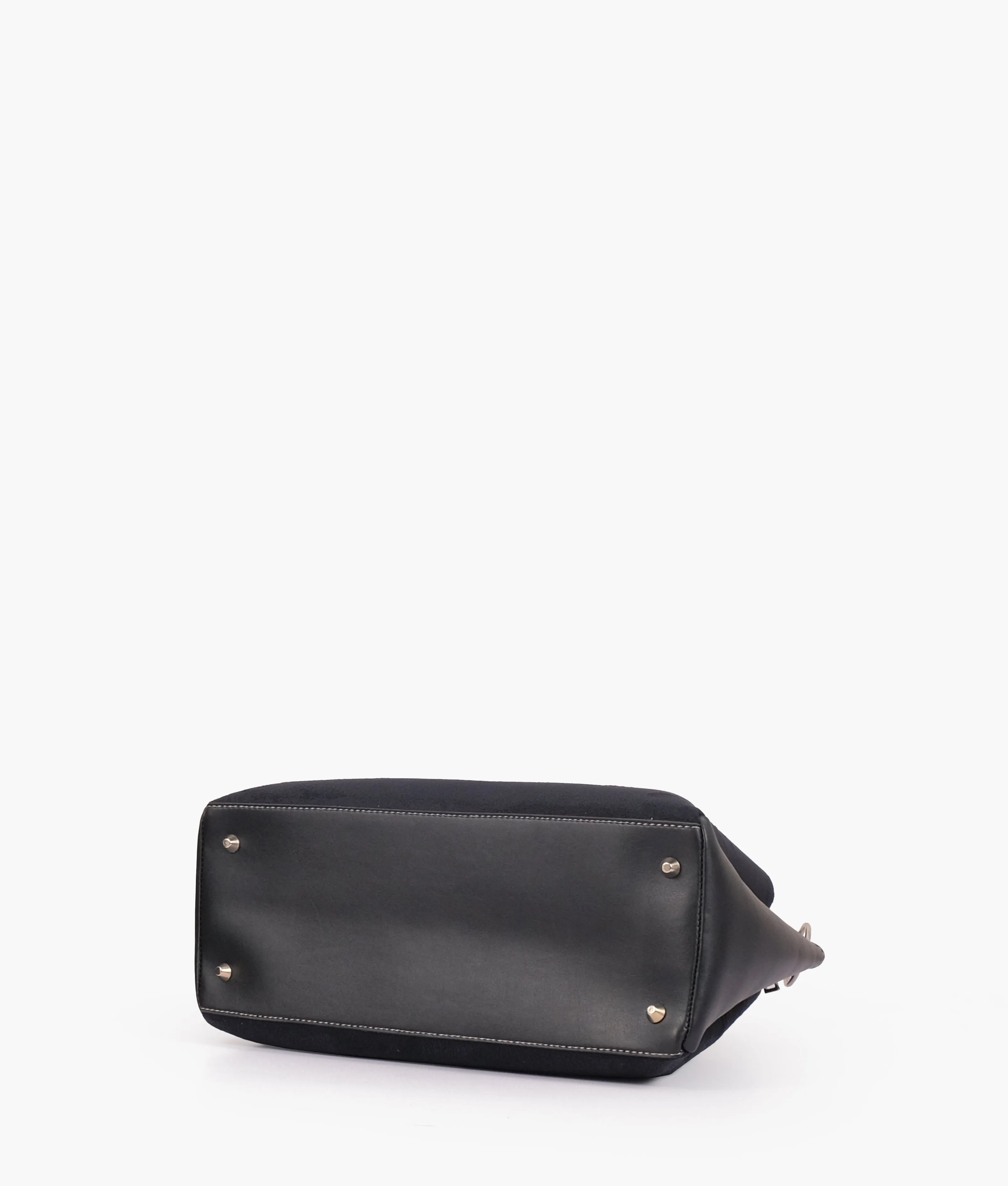RoveBags Black Suede Handbag With Braided Handle